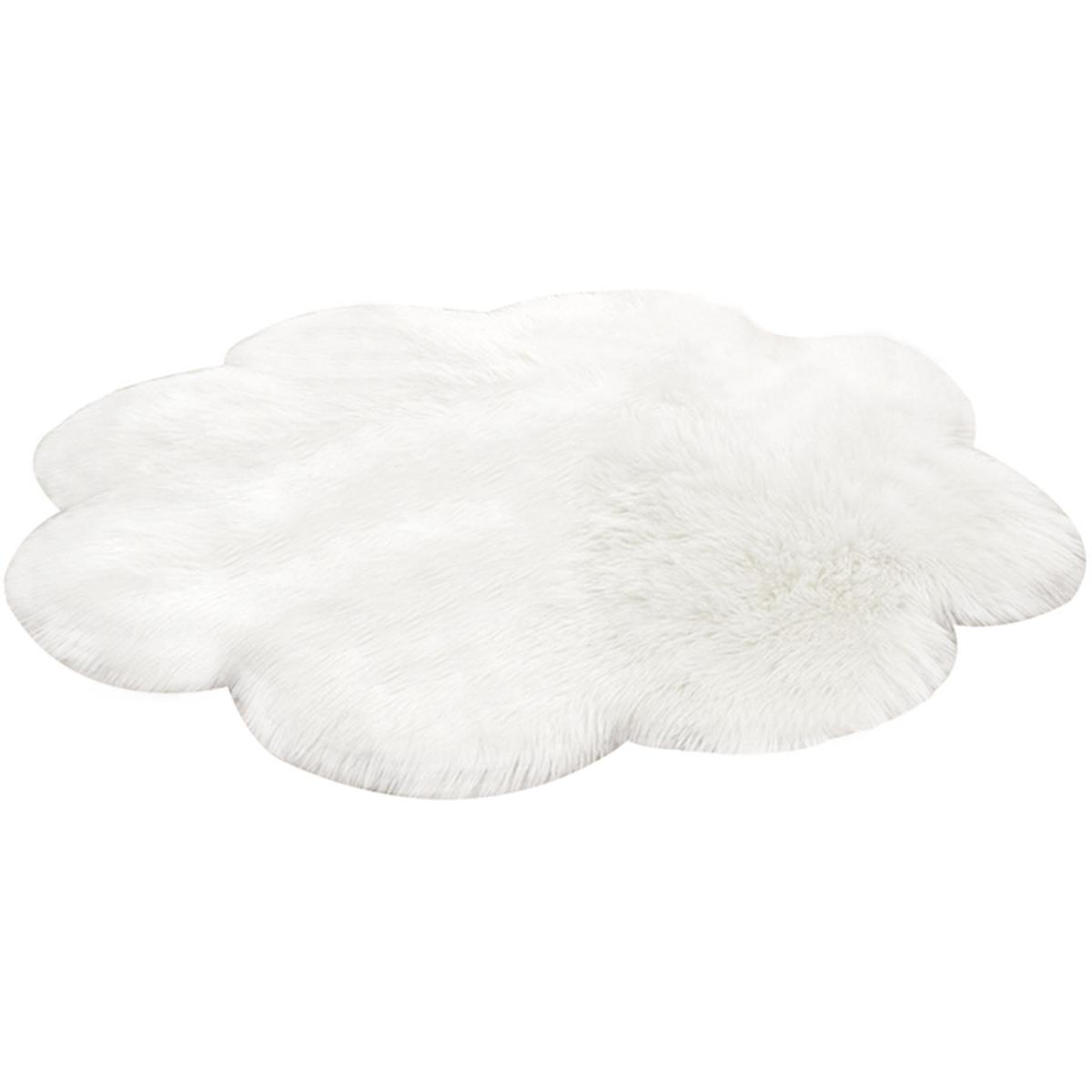 Super Soft Flower Shape Shaggy Room Carpet Decor Rug - White – image 2