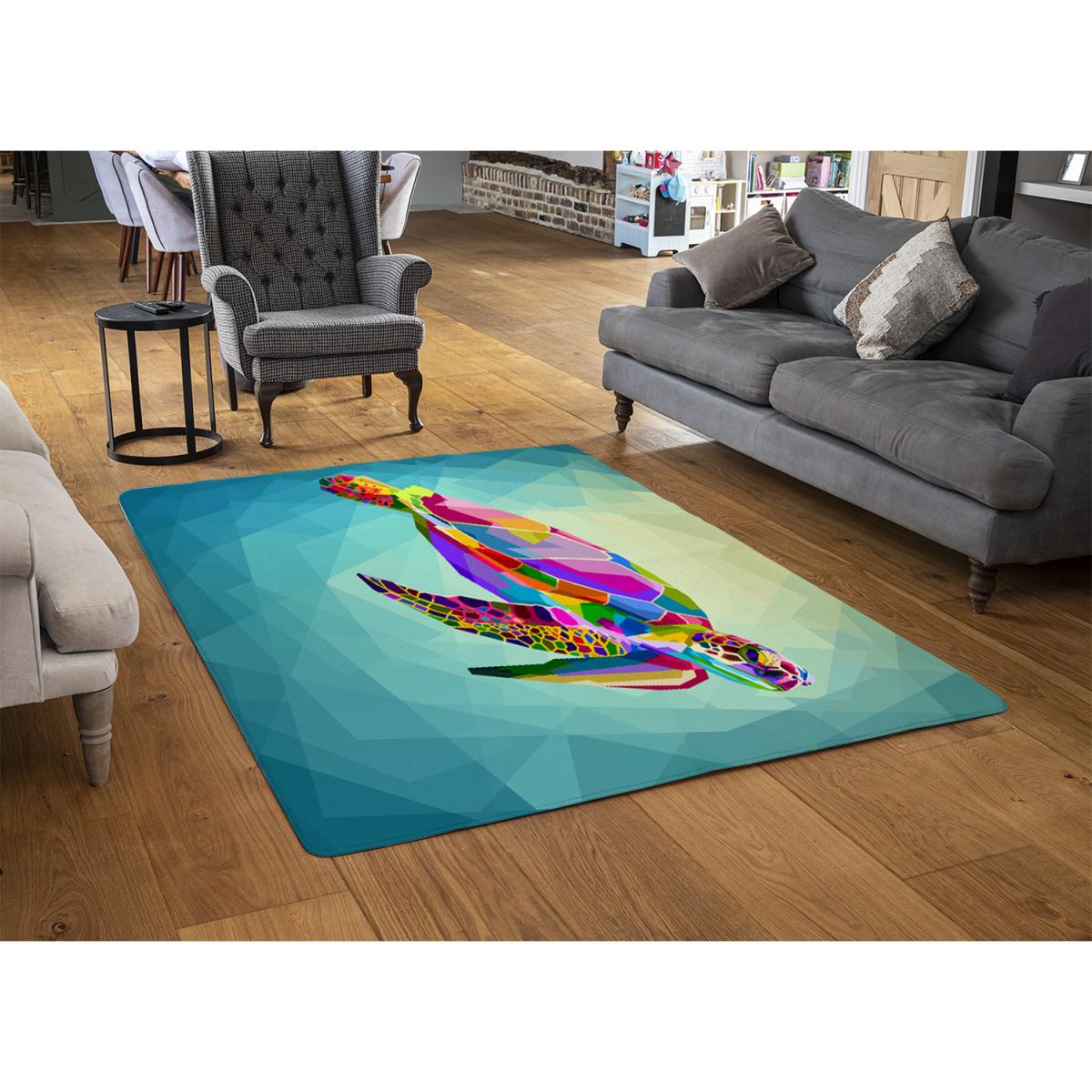 Geometric Blue Water Ocean Designer Rug - Blue / 200cm – image 2
