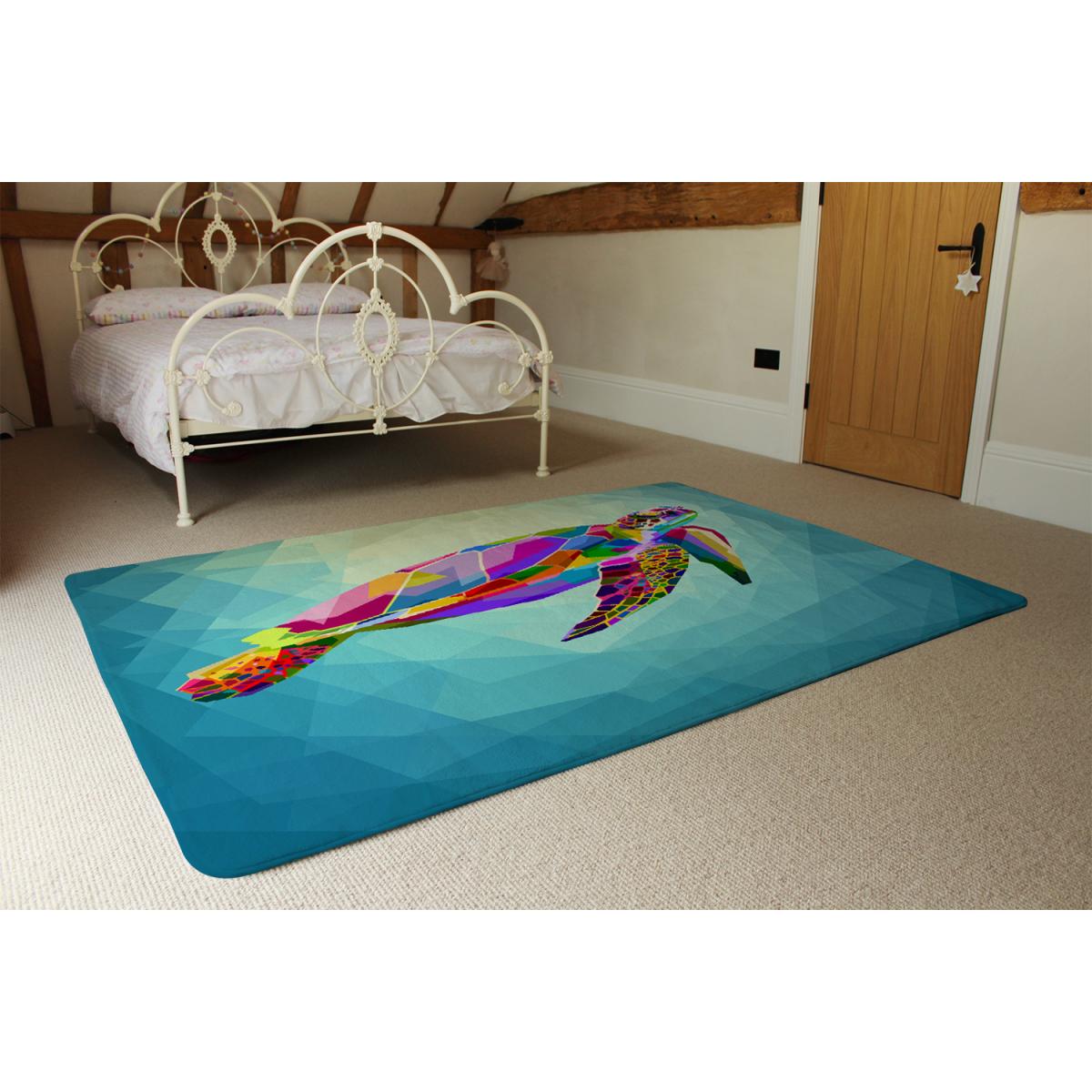 Geometric Blue Water Ocean Designer Rug - Blue / 200cm – image 3