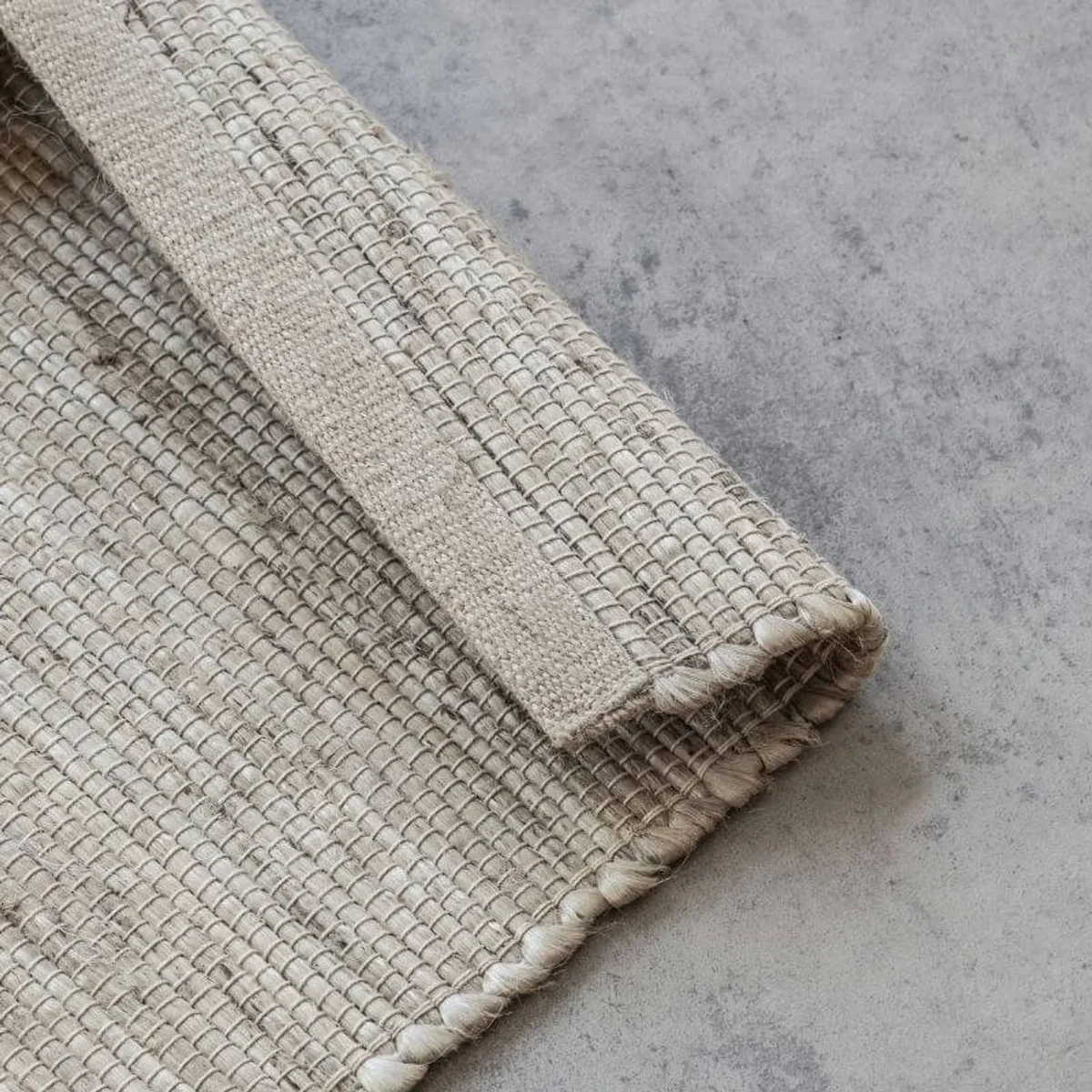 Handloom Jute Dhaka Cotton Plain Rug - White / 190 x 280cm - White / 150.0cm – image 3