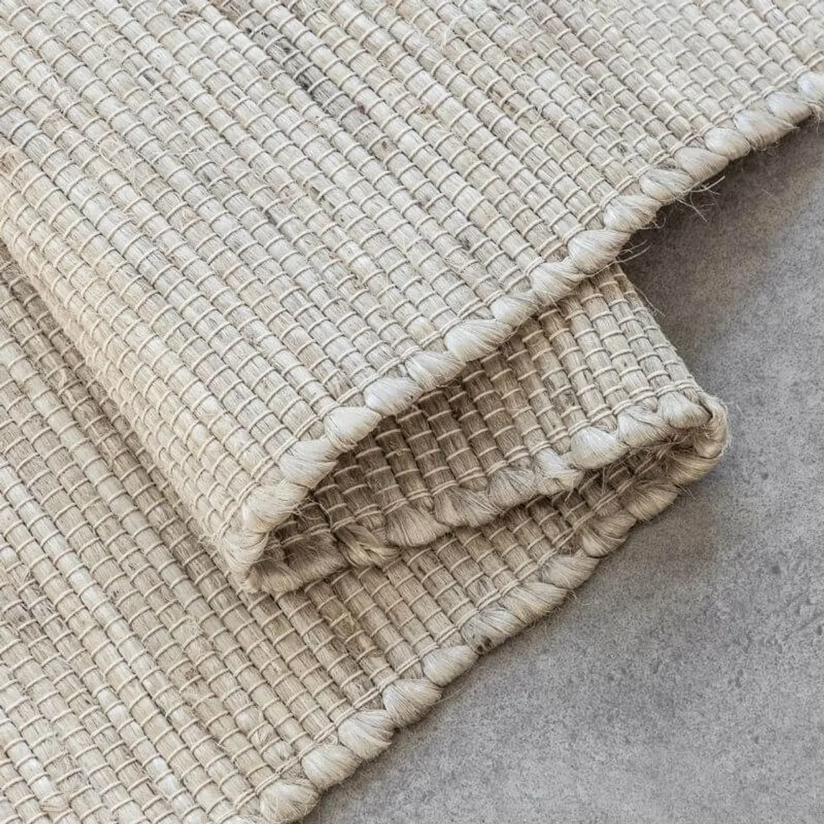 Handloom Jute Dhaka Cotton Plain Rug - White / 190 x 280cm - White / 150.0cm – image 4