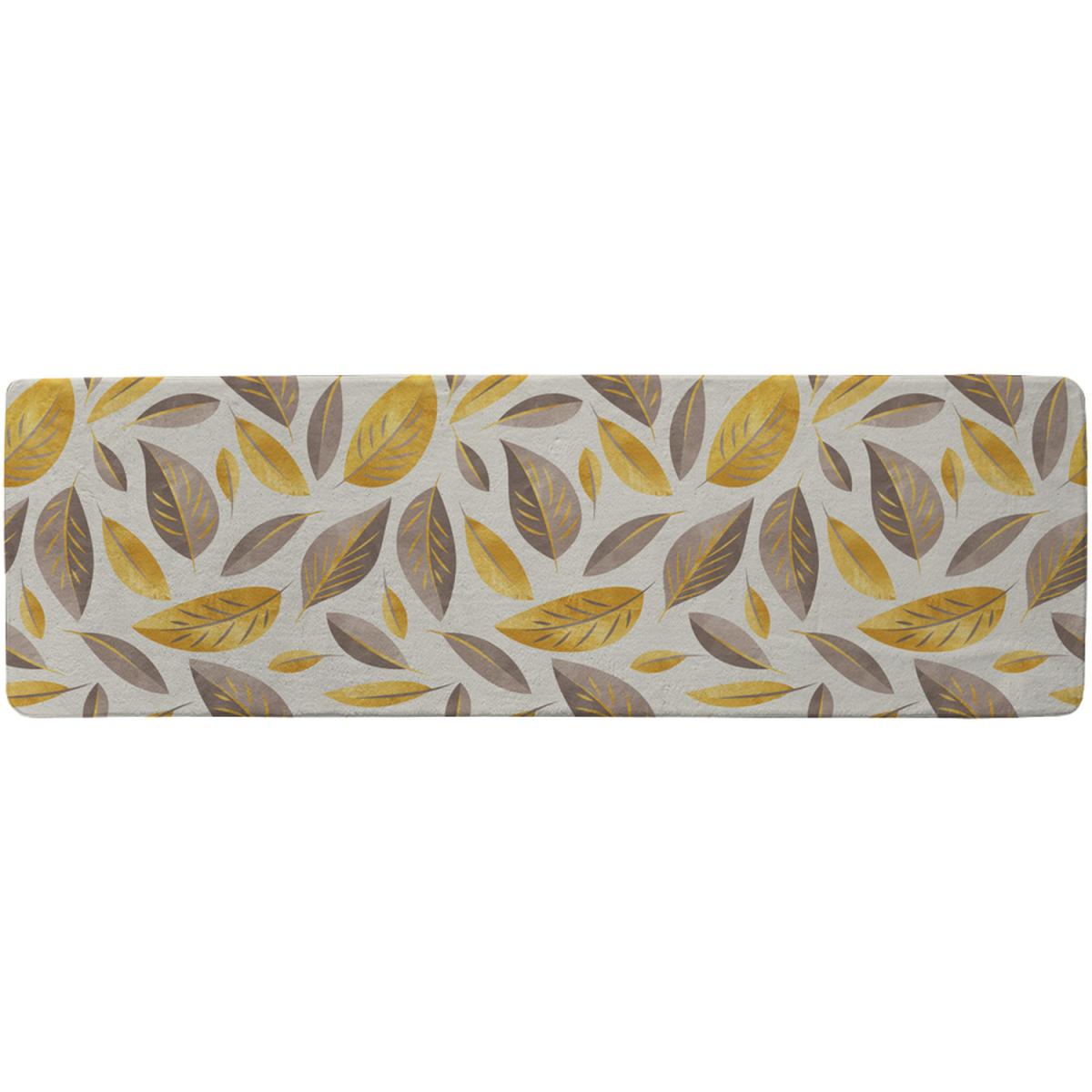 Botanical Gold And Purple Leaf Runner Rug - Gold – image 2