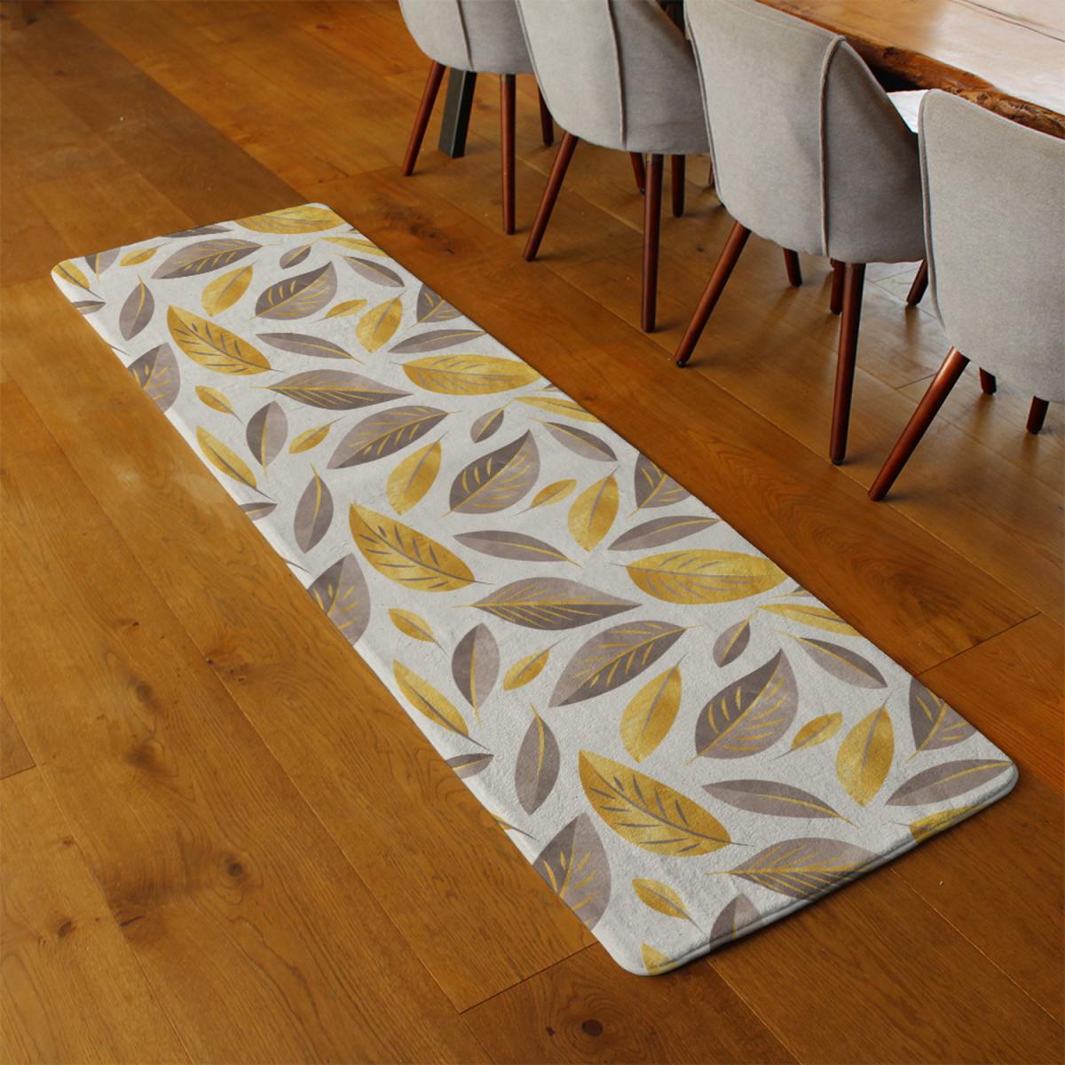 Botanical Gold And Purple Leaf Runner Rug - Gold – image 3