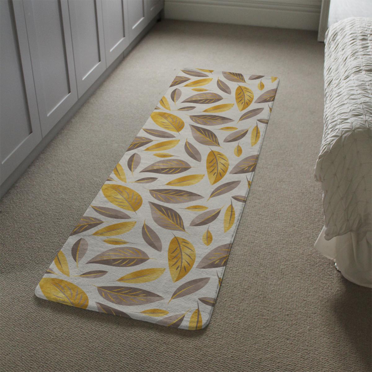 Botanical Gold And Purple Leaf Runner Rug - Gold – image 1