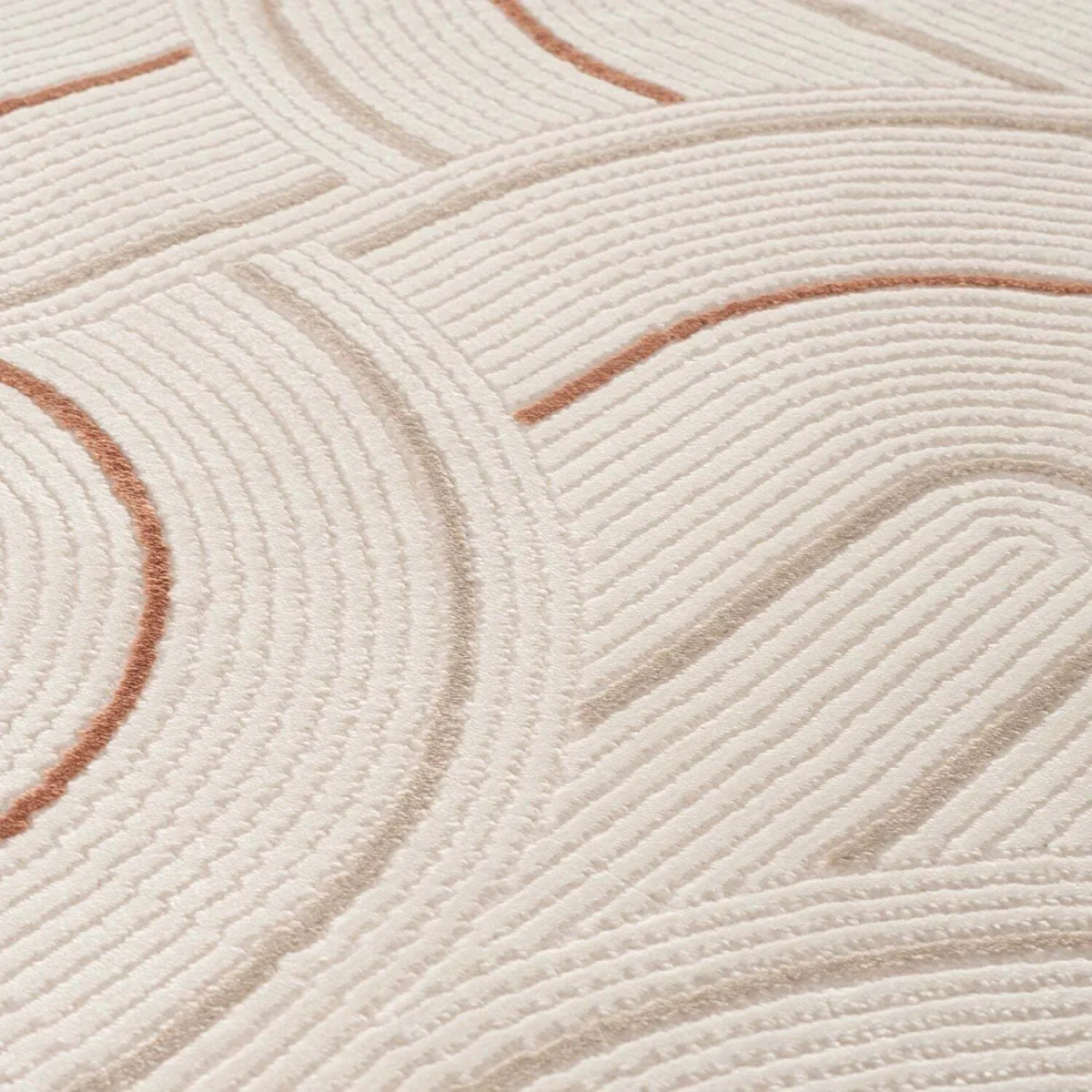 The Rugs Carmel Curved Lines Textured Rug - Cream-Terra – image 3