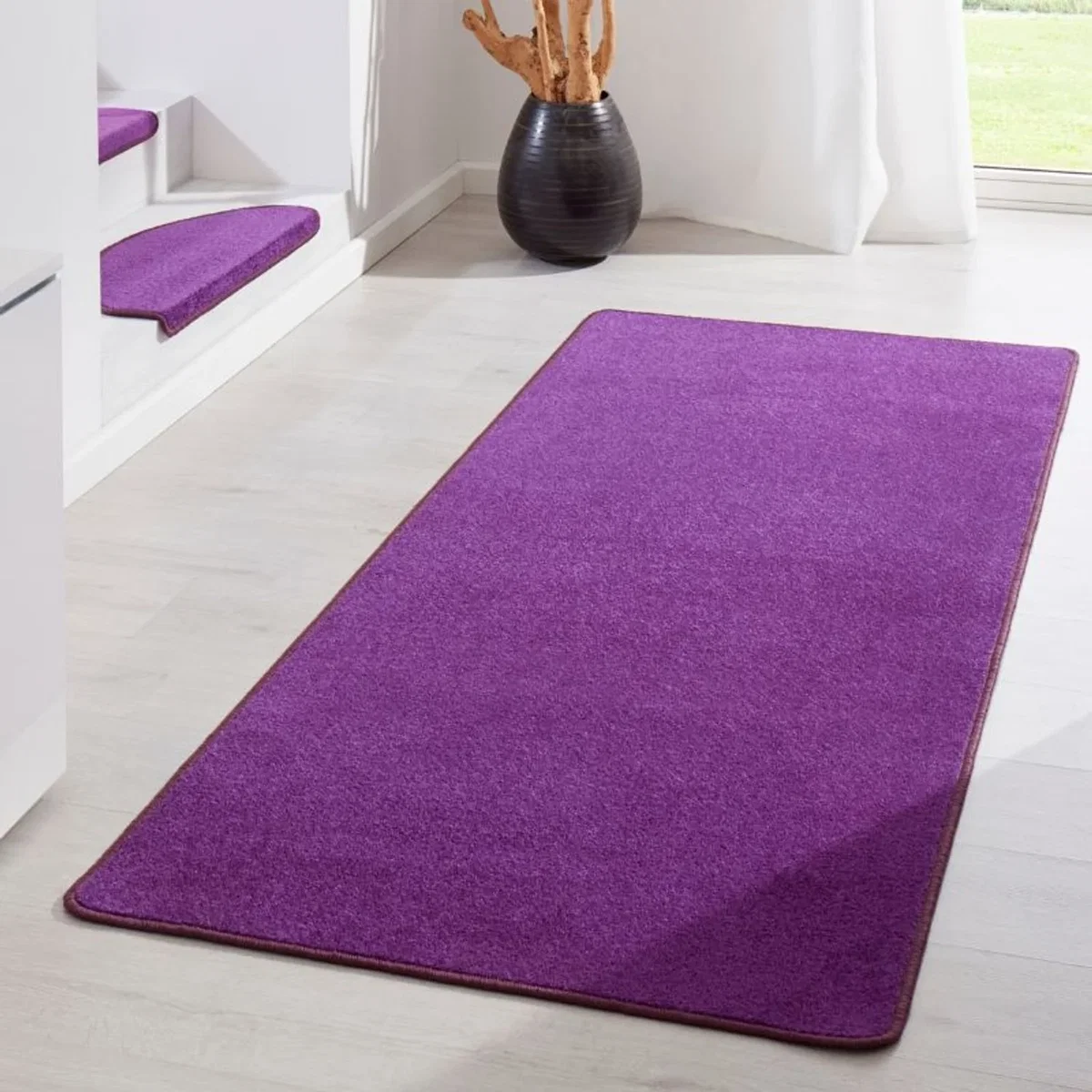 Modern Polypropylene Plain Rug - Purple / 80 x 150cm - Purple / 195.0cm / 133.0cm – image 3