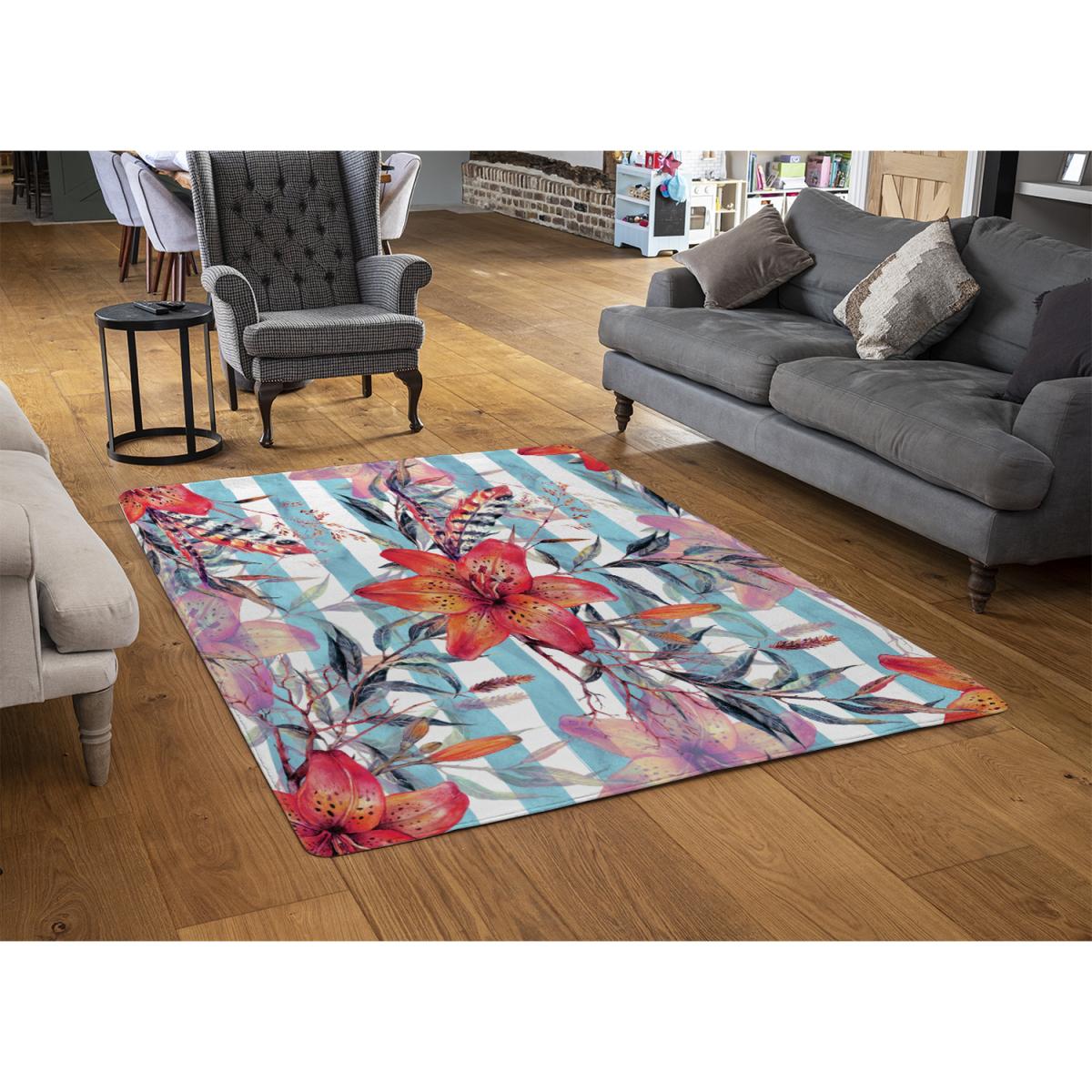 Bouquet Of Watercolor Tiger Lilies Rug - Red / 150cm – image 2