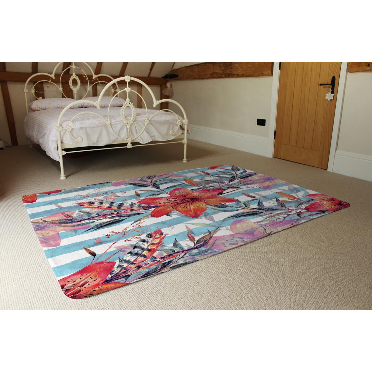 Bouquet Of Watercolor Tiger Lilies Rug - Red / 150cm – image 3