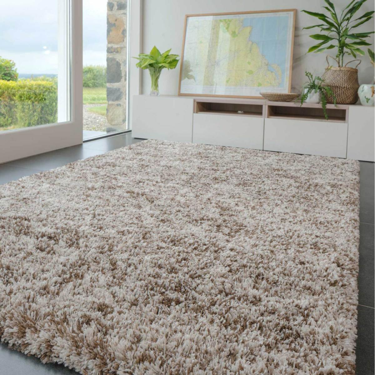 Cream Beige Latte Mottled Shaggy Area Rug - Latte / 150 x 80cm – image 2