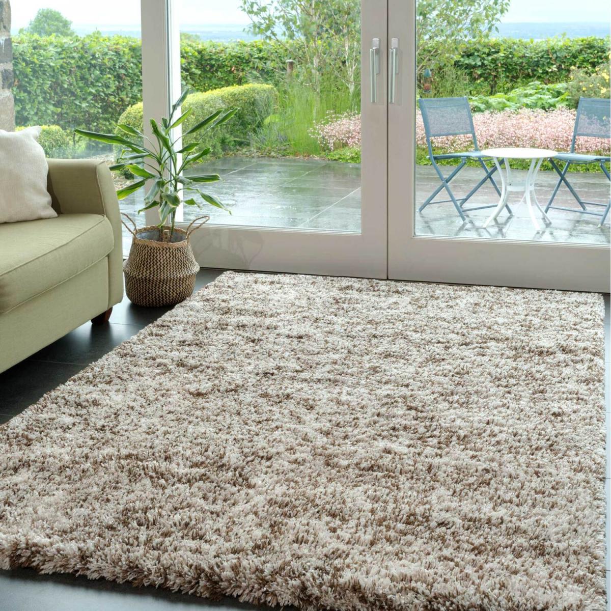 Cream Beige Latte Mottled Shaggy Area Rug - Latte / 150 x 80cm – image 1