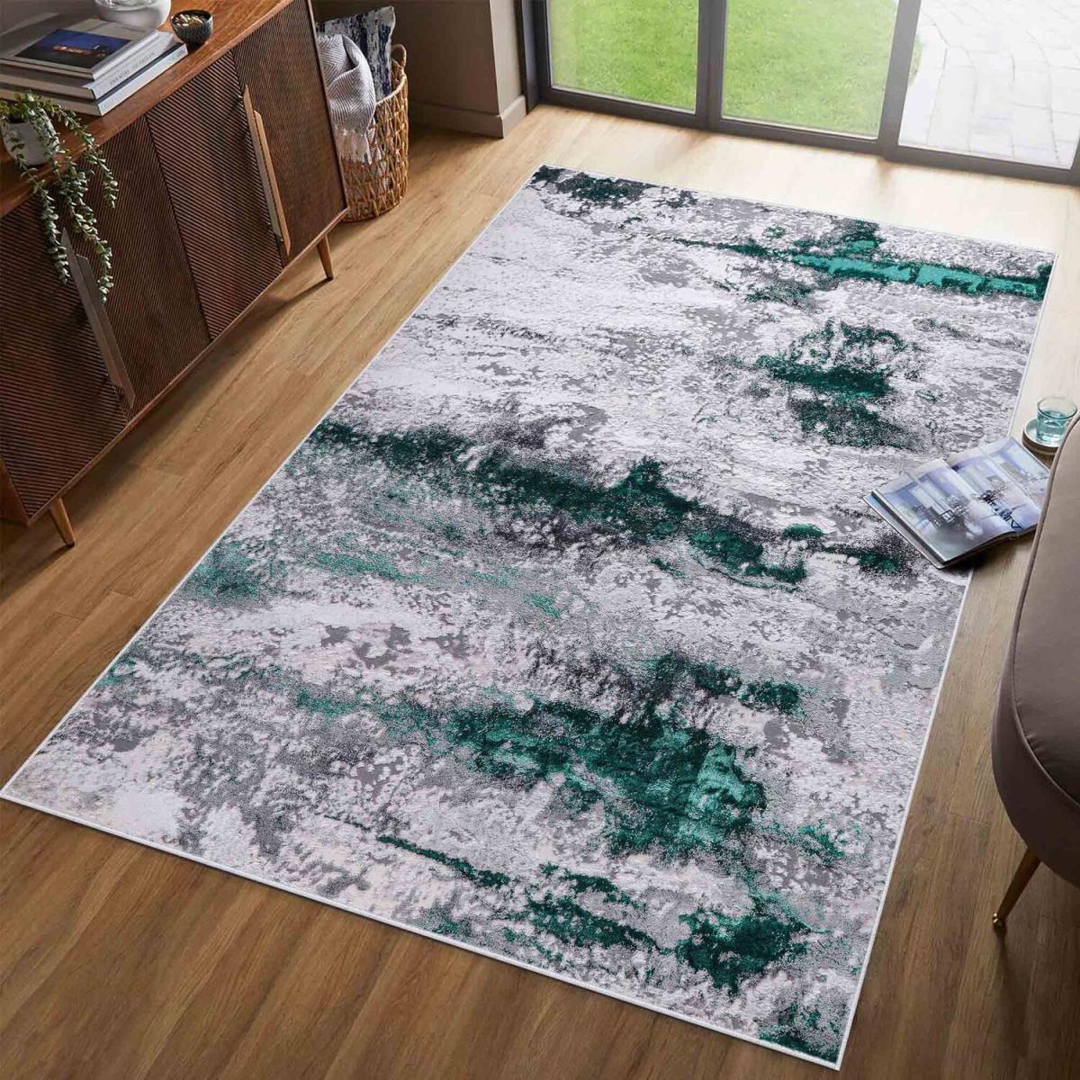Emperor Onyx Modern Grunge Sprayed Abstract Area Rugs - Aqua / 230cm – image 2