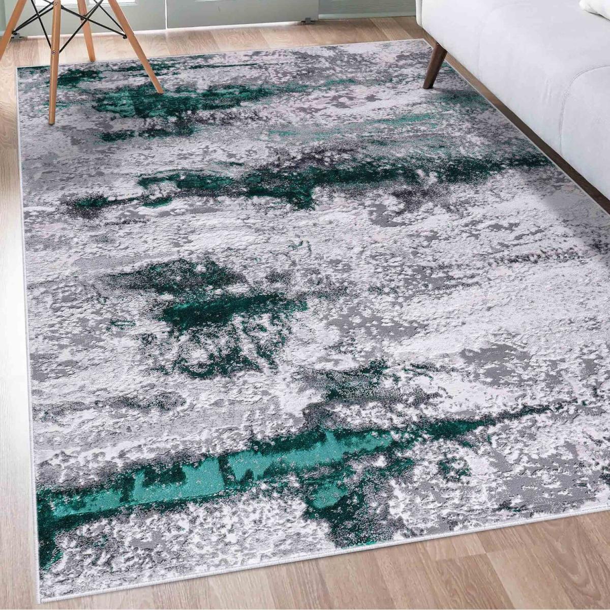 Emperor Onyx Modern Grunge Sprayed Abstract Area Rugs - Aqua / 230cm – image 4