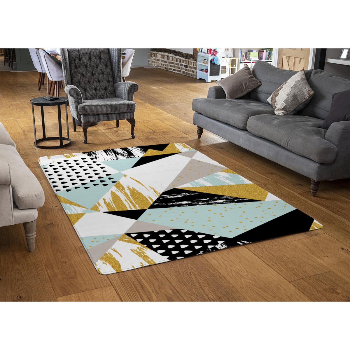Geometric Shapes Brush Strokes Rug - Yellow / 230cm – image 2