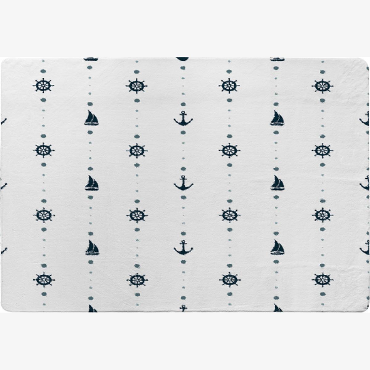 Anchor Wheel Sailboat Rug - White / 110cm – image 1