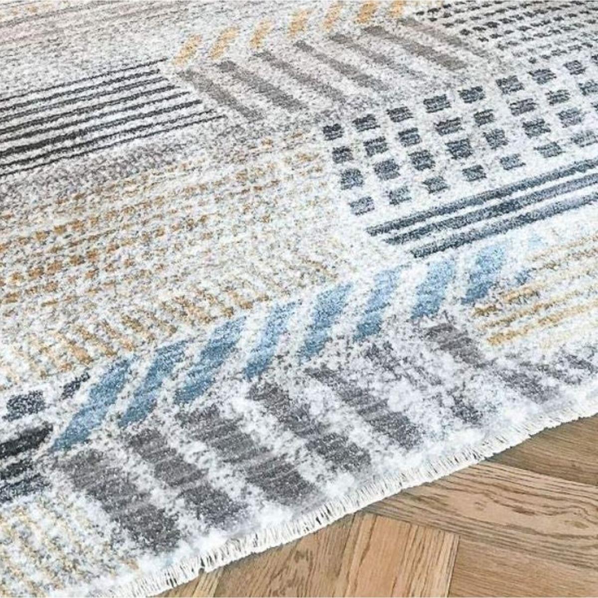 Modern Ochre and Grey Tribal Flatweave Rug - Cecily - Yellow / 4kg – image 2