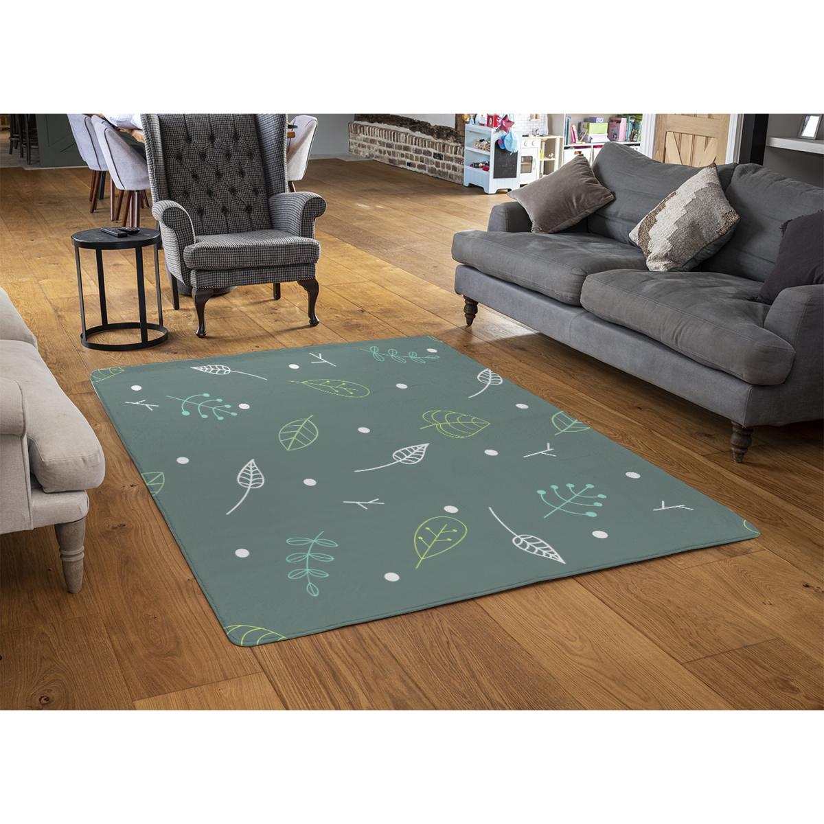 Hand Drawn Leaves Rug - Green / 230cm – image 3