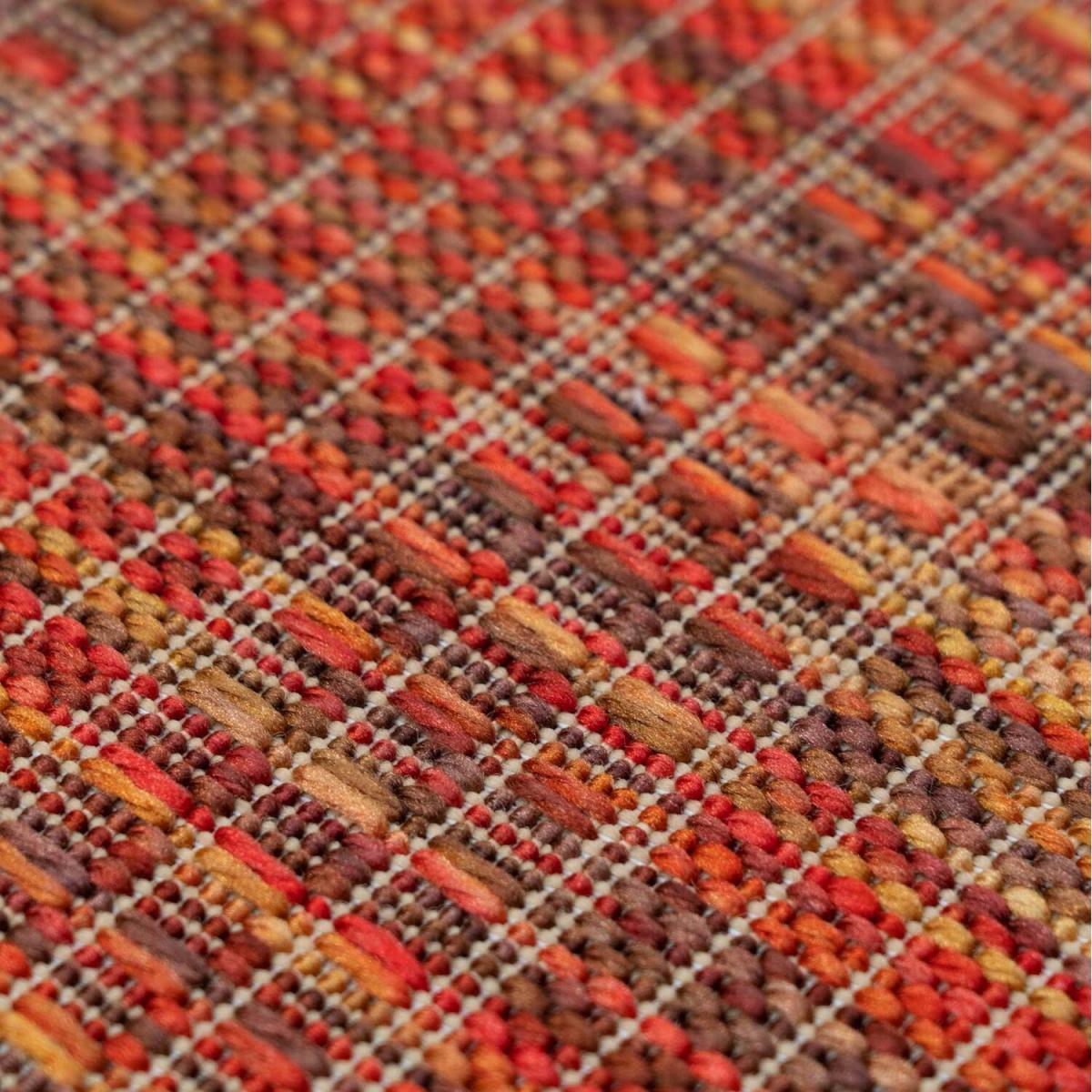 Burnt Orange Durable Soft Plastic Mottled Flatweave Indoor Outdoor Area Rug - Burnt Orange / 150 x 80cm – image 4