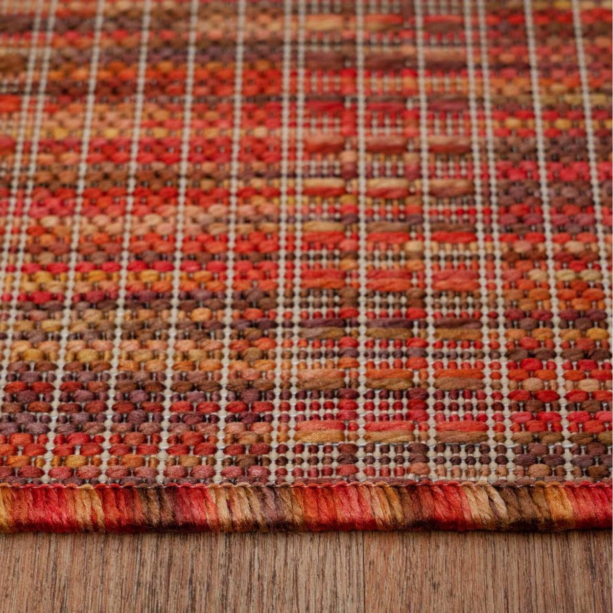 Burnt Orange Durable Soft Plastic Mottled Flatweave Indoor Outdoor Area Rug - Burnt Orange / 150 x 80cm – image 5