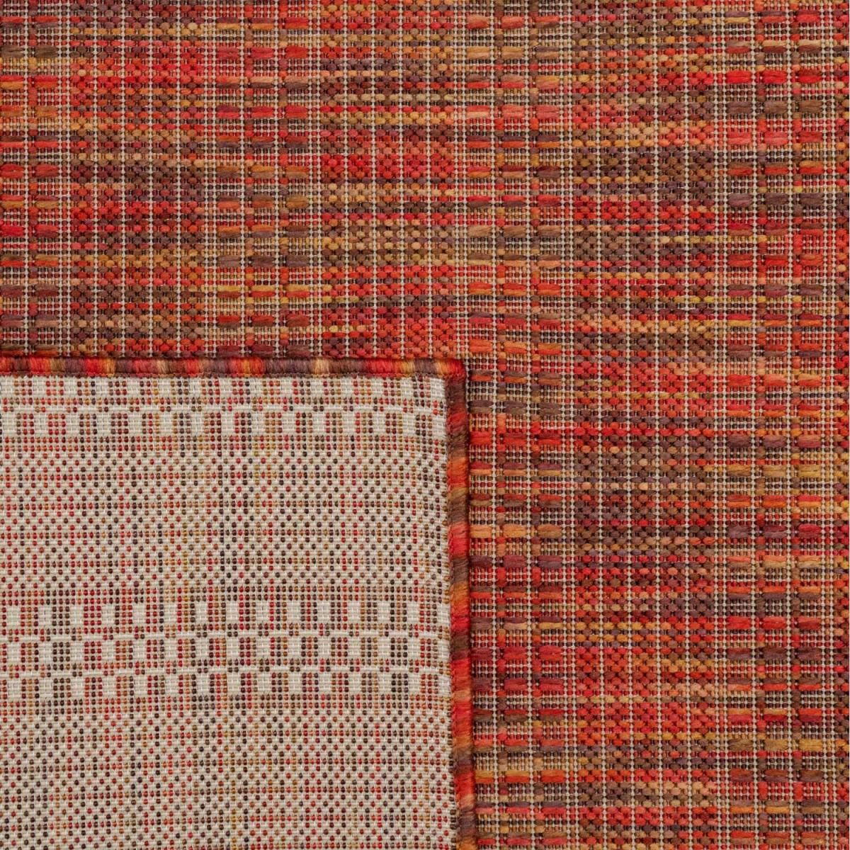 Burnt Orange Durable Soft Plastic Mottled Flatweave Indoor Outdoor Area Rug - Burnt Orange / 150 x 80cm – image 6