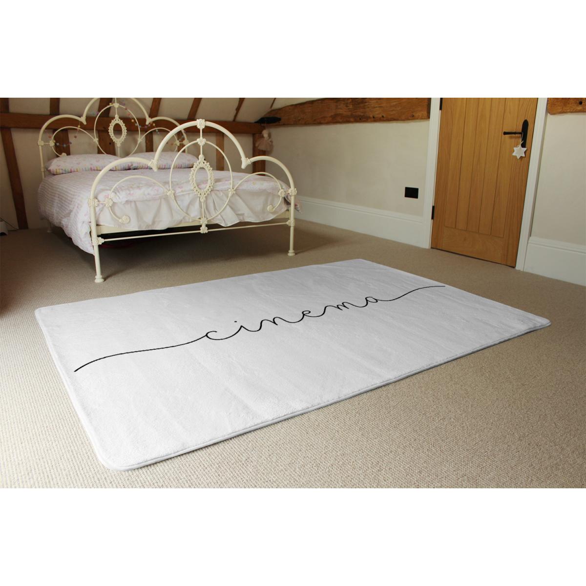 Text Cinema Designer Rug - White / 110cm – image 3