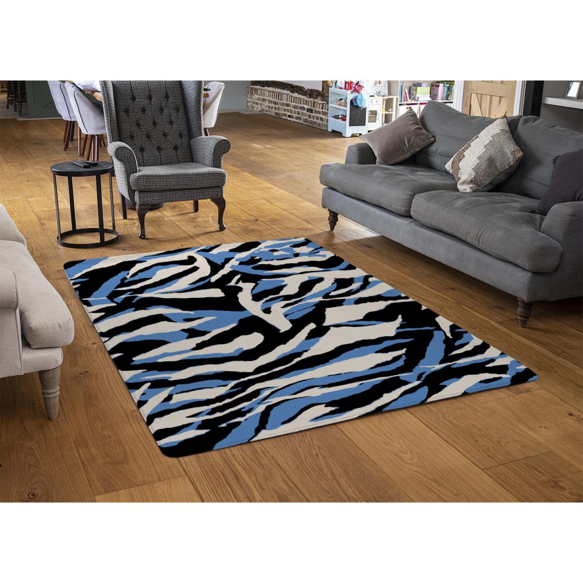 Abstract Zebra Skin Rug - Blue / 150cm – image 2