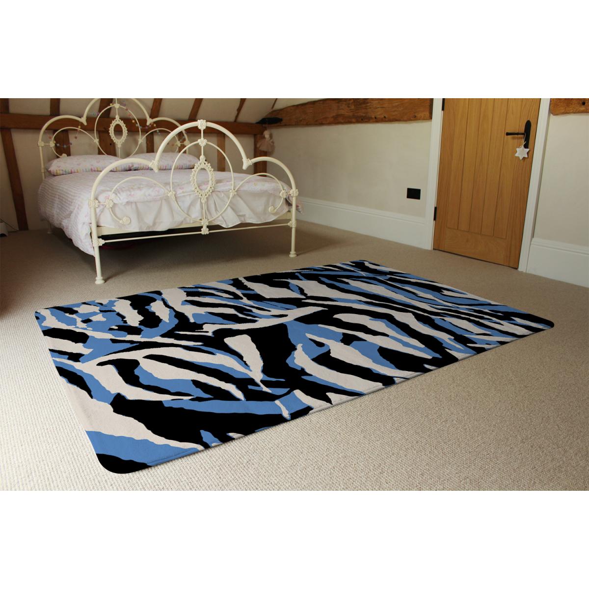 Abstract Zebra Skin Rug - Blue / 150cm – image 3