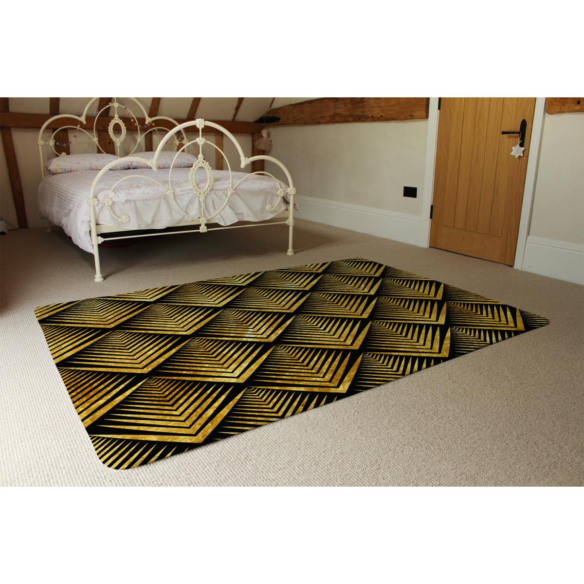 Golden Geometric Flower Pattern Rug - Gold / 110cm – image 2