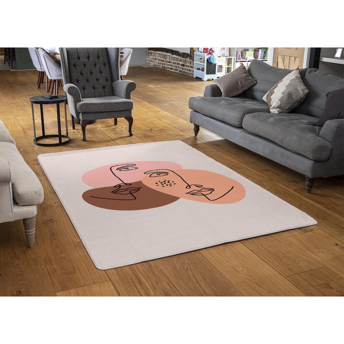 Modern Contemporary Minimalist Woman Portrait Designer Rug - White / 200cm – image 2