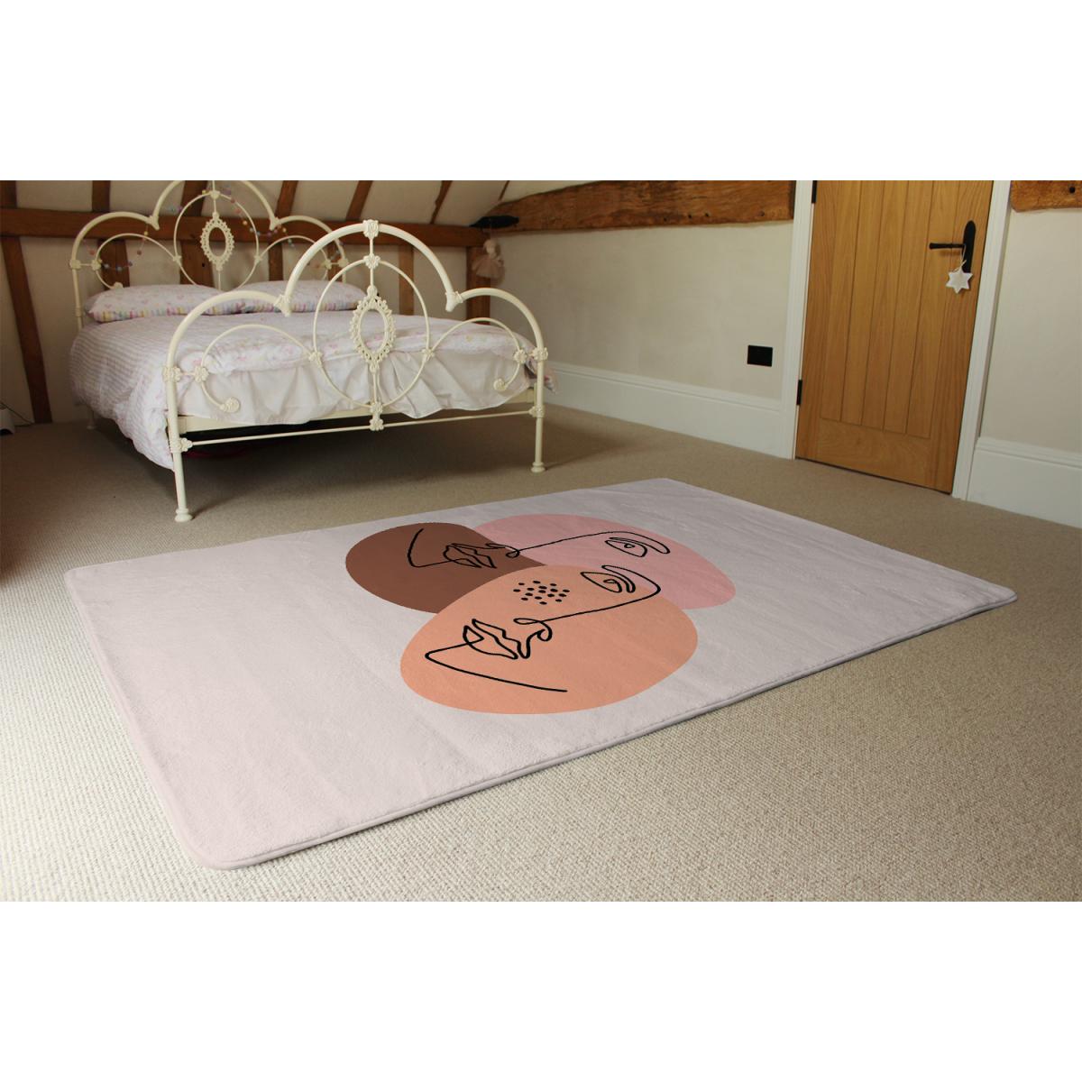 Modern Contemporary Minimalist Woman Portrait Designer Rug - White / 200cm – image 3