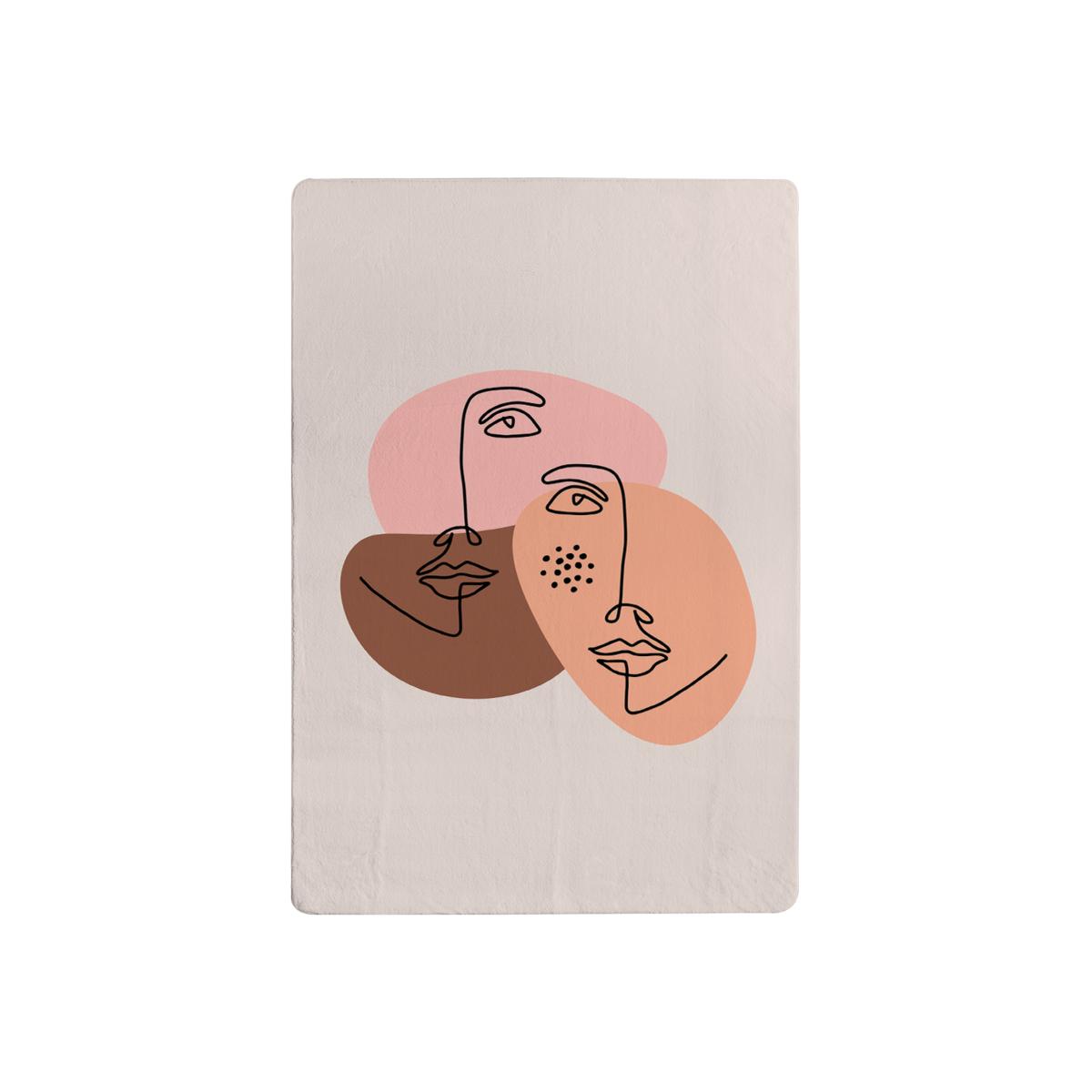 Modern Contemporary Minimalist Woman Portrait Designer Rug - White / 200cm – image 1