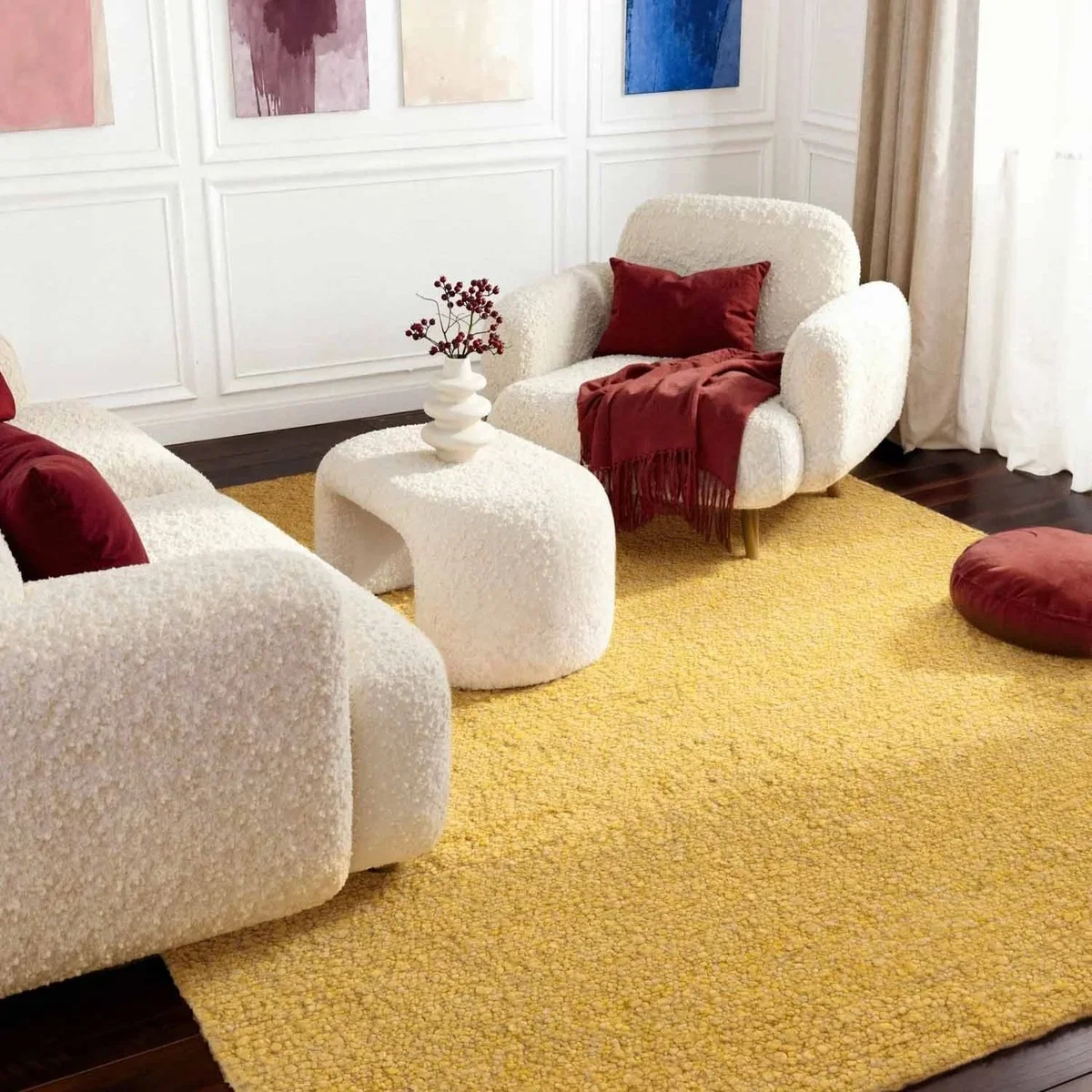 Ted Baker Soft Short Pile Portobello Polyester Plain Rug Yellow - Yellow / 230.0cm – image 9