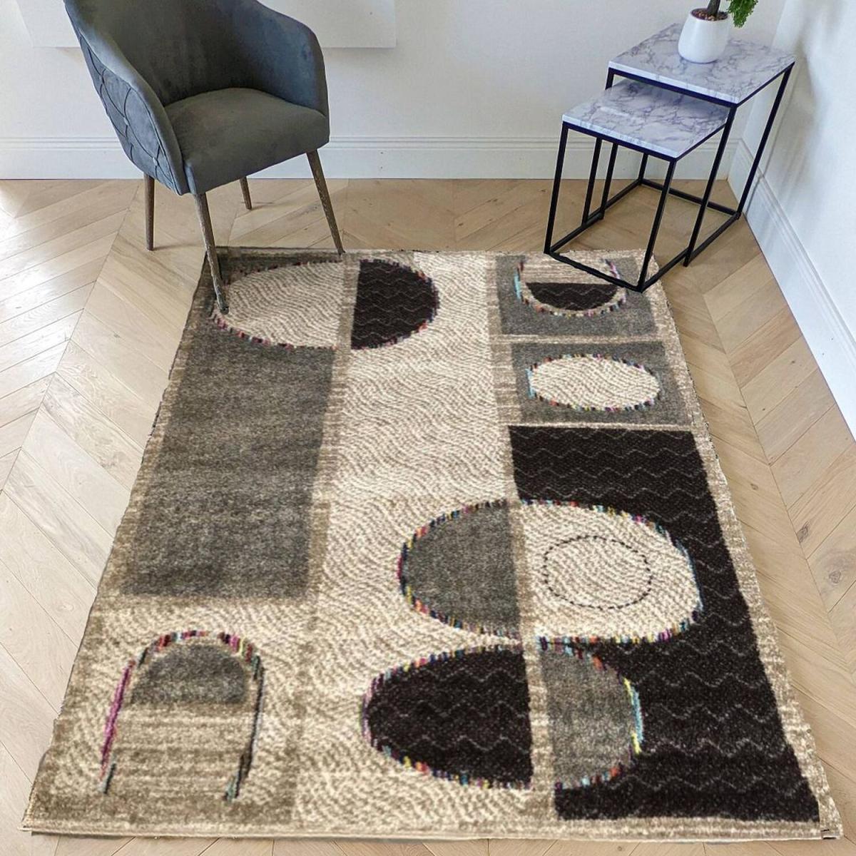 Beige Patchwork Tribal Area Rug - Tempera - Grey – image 2