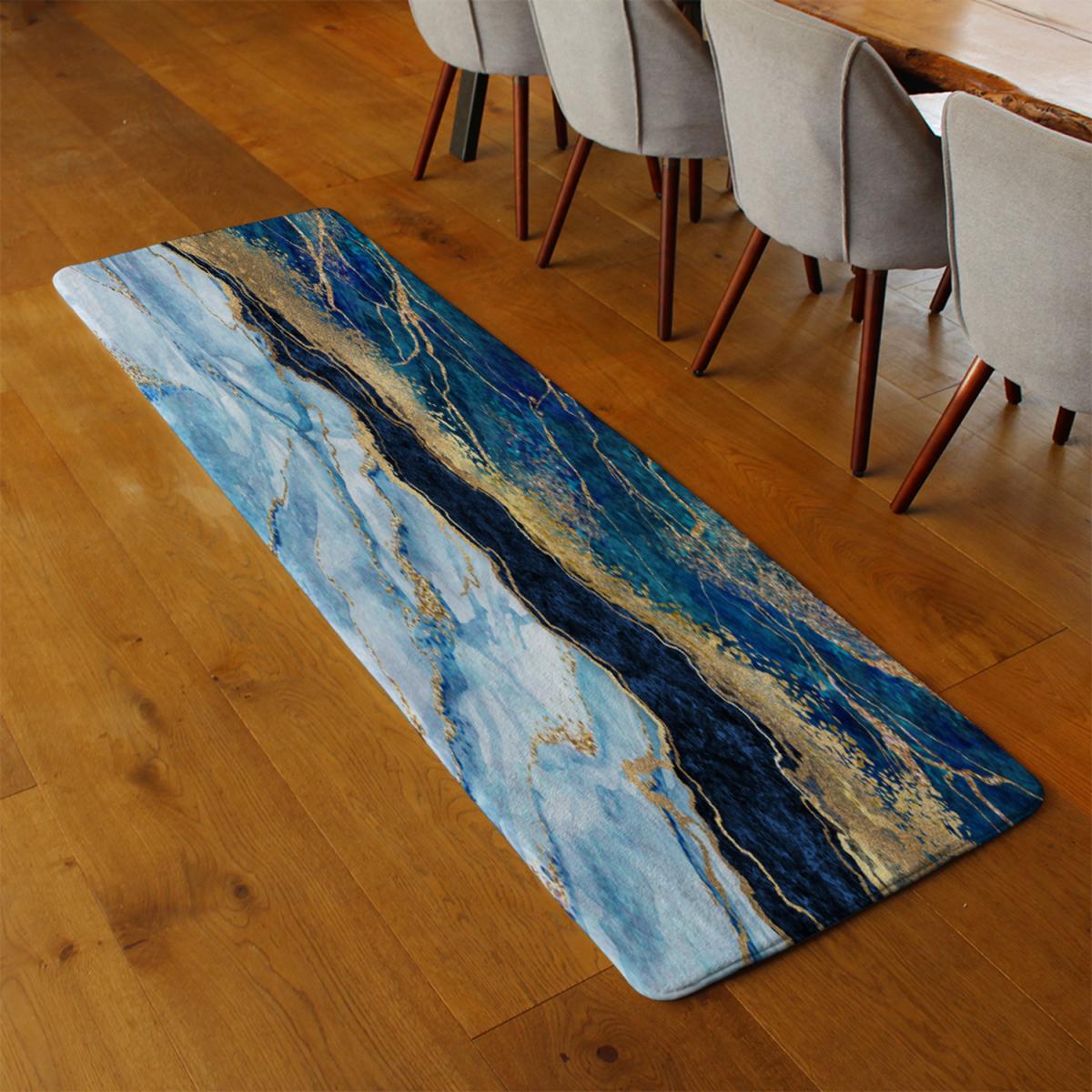 Stone Texture Runner Rug - Blue – image 3