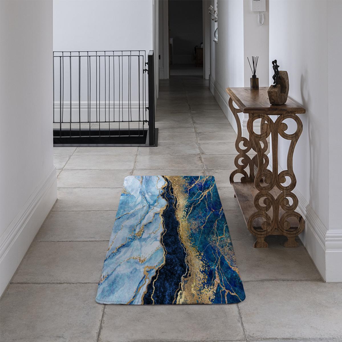 Stone Texture Runner Rug - Blue – image 4