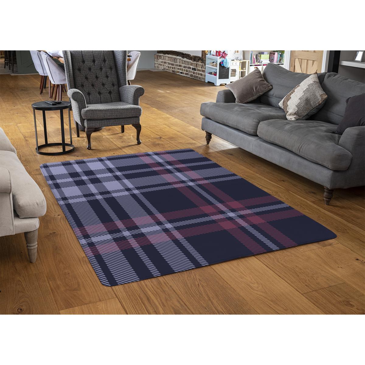 Tartan Plaid Pattern Designer Rug - Blue / 230cm – image 3