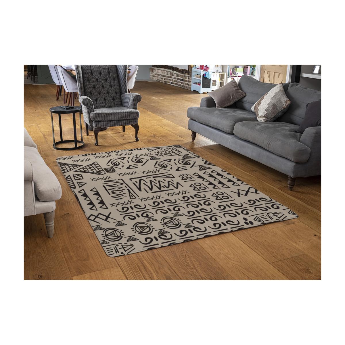 Striped Egyptian Theme With Ethnic And Tribal Motifs Designer Rug - Brown / 110cm – image 1