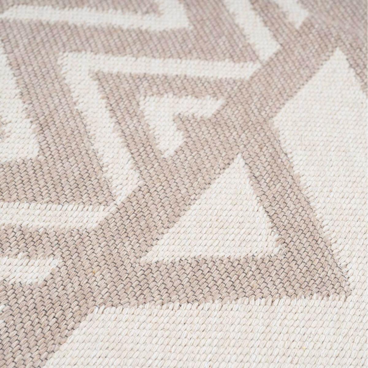 Beige White Geometric Recycled Cotton Reversible Fringed Rug - Beige / 240 x 60cm – image 3