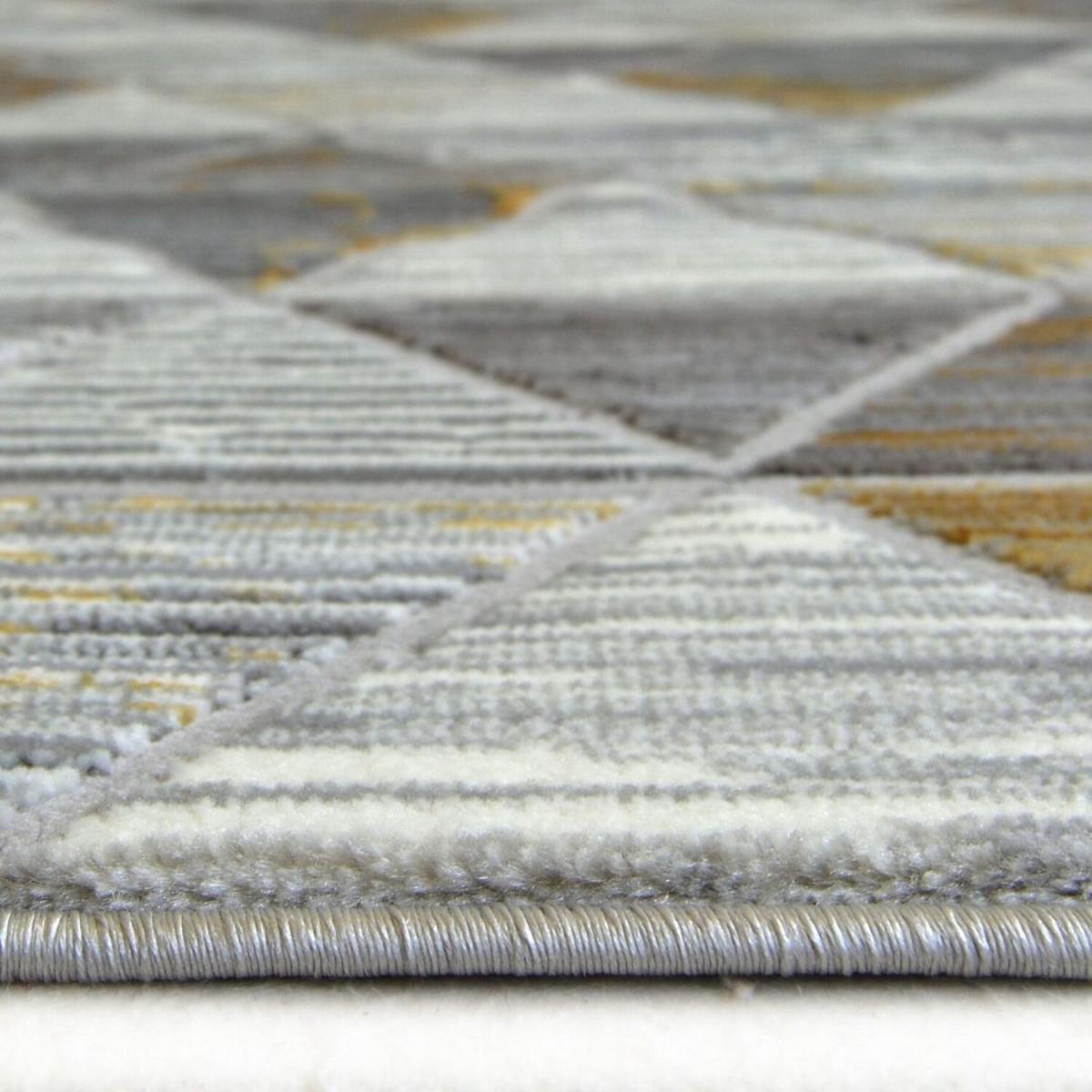 Ochre Yellow High Shine Geometric Rugs - Holm - Yellow – image 2