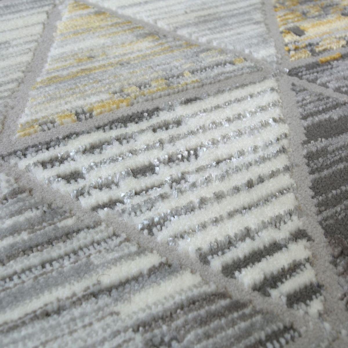 Ochre Yellow High Shine Geometric Rugs - Holm - Yellow – image 3