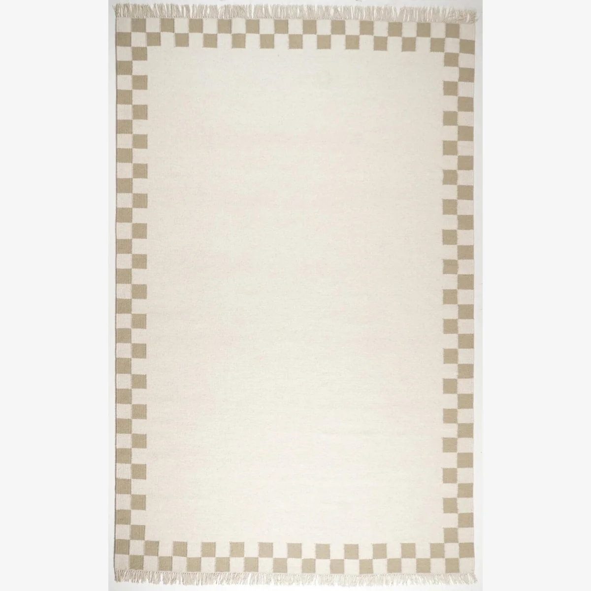Matilda Check Border Flatweave Rug - White / 290cm – image 1