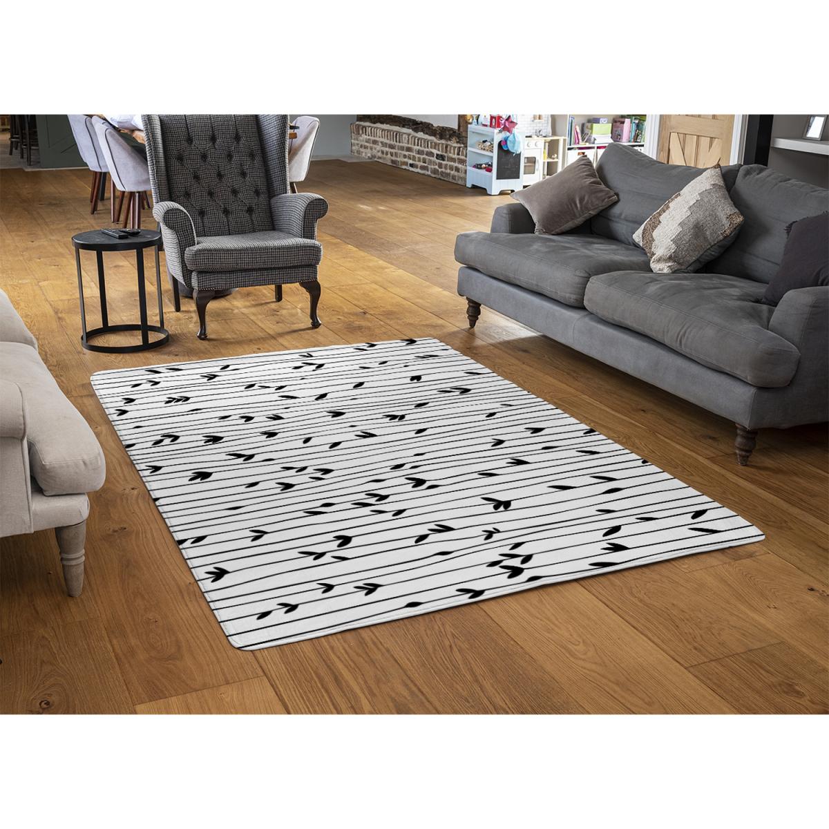 Sketchy Leaves Scattered Rug - Black / 230cm – image 2