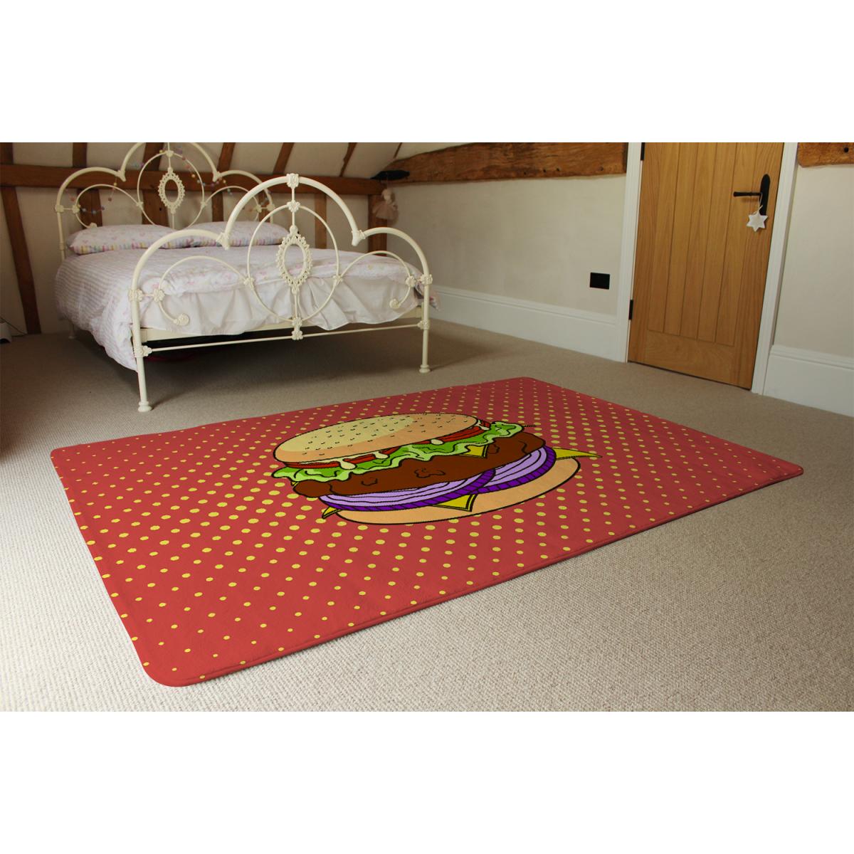 The Pop Art Illustration Of Burger Designer Rug - Orange / 200cm – image 3