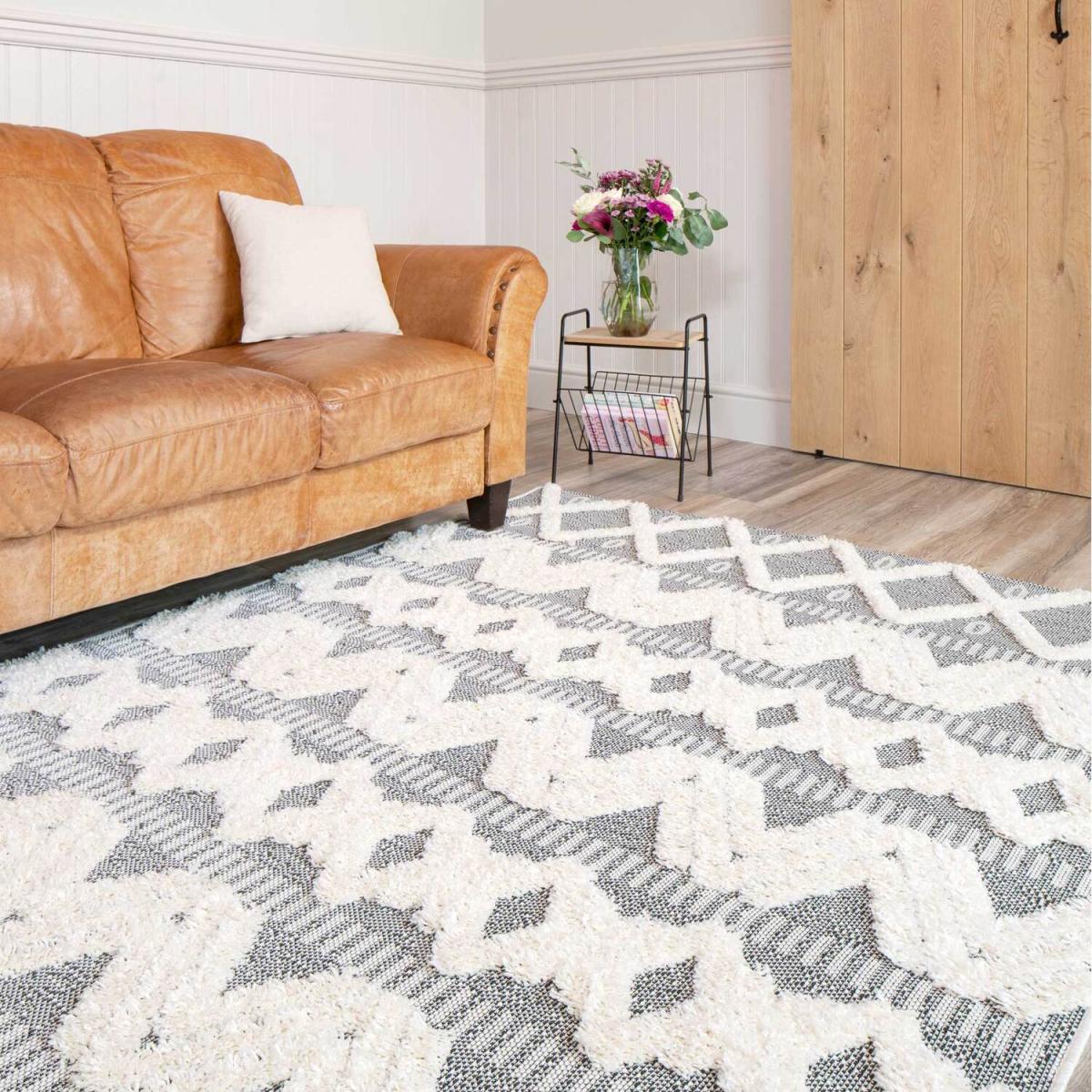 Grey Beige Tribal Aztec Textured Flatweave Indoor Outdoor Rug - Grey / 230 x 160cm – image 2