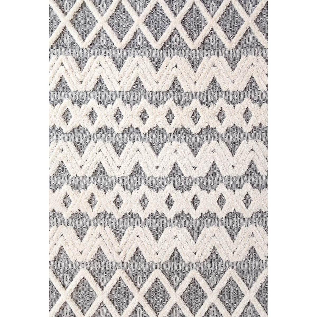 Grey Beige Tribal Aztec Textured Flatweave Indoor Outdoor Rug - Grey / 230 x 160cm – image 4