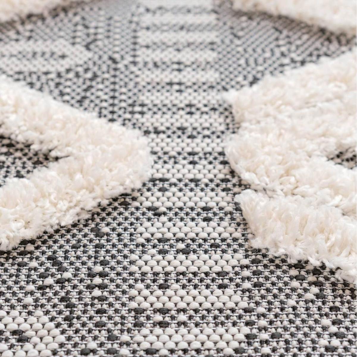 Grey Beige Tribal Aztec Textured Flatweave Indoor Outdoor Rug - Grey / 230 x 160cm – image 6