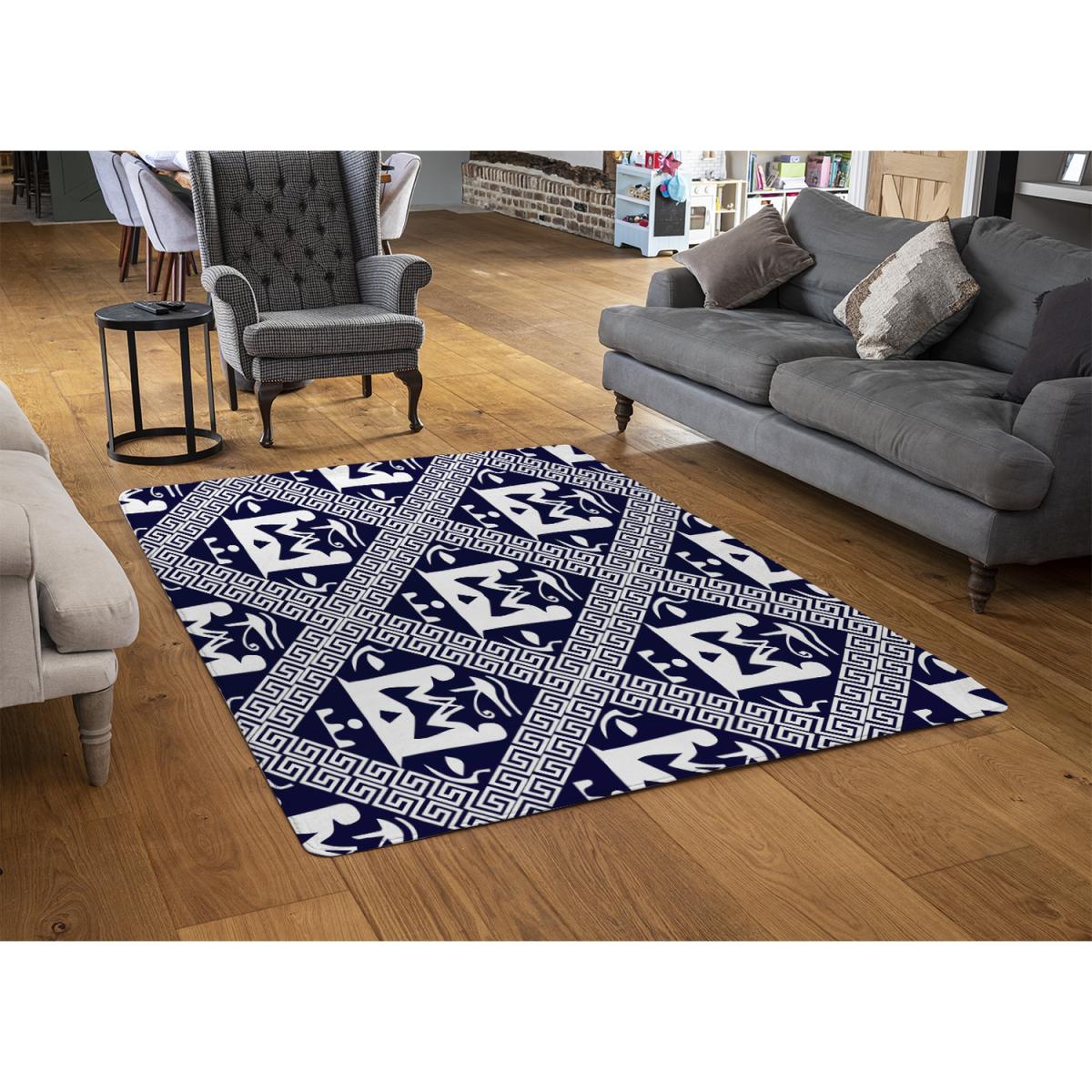 Egyptian Hieroglyphs In Navy Rug - Blue / 110cm – image 2