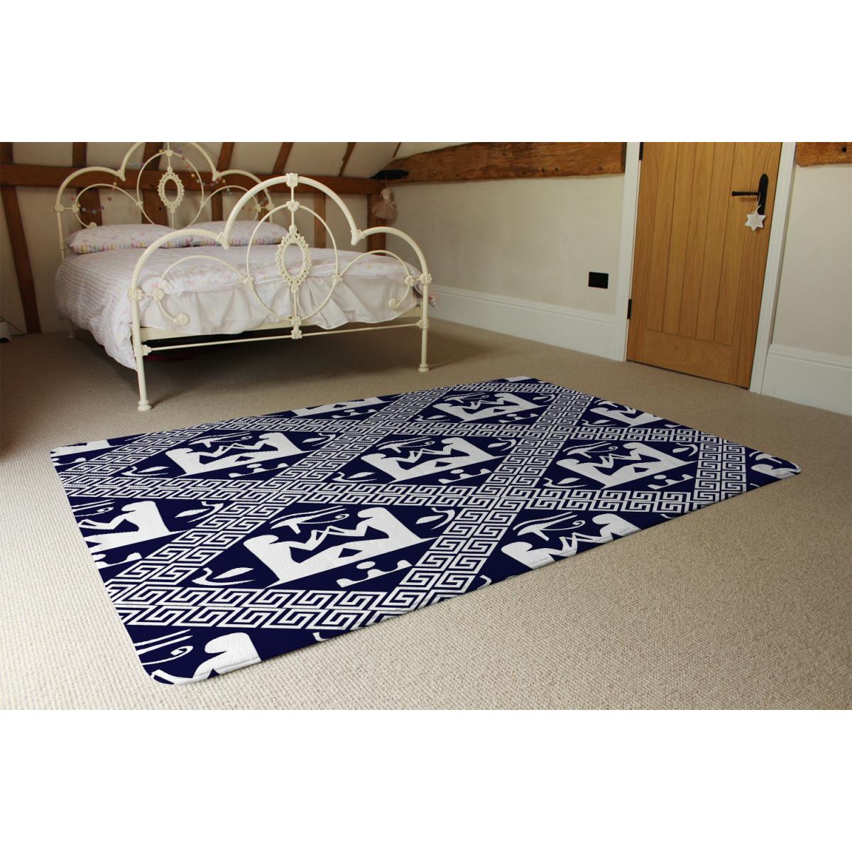 Egyptian Hieroglyphs In Navy Rug - Blue / 110cm – image 3
