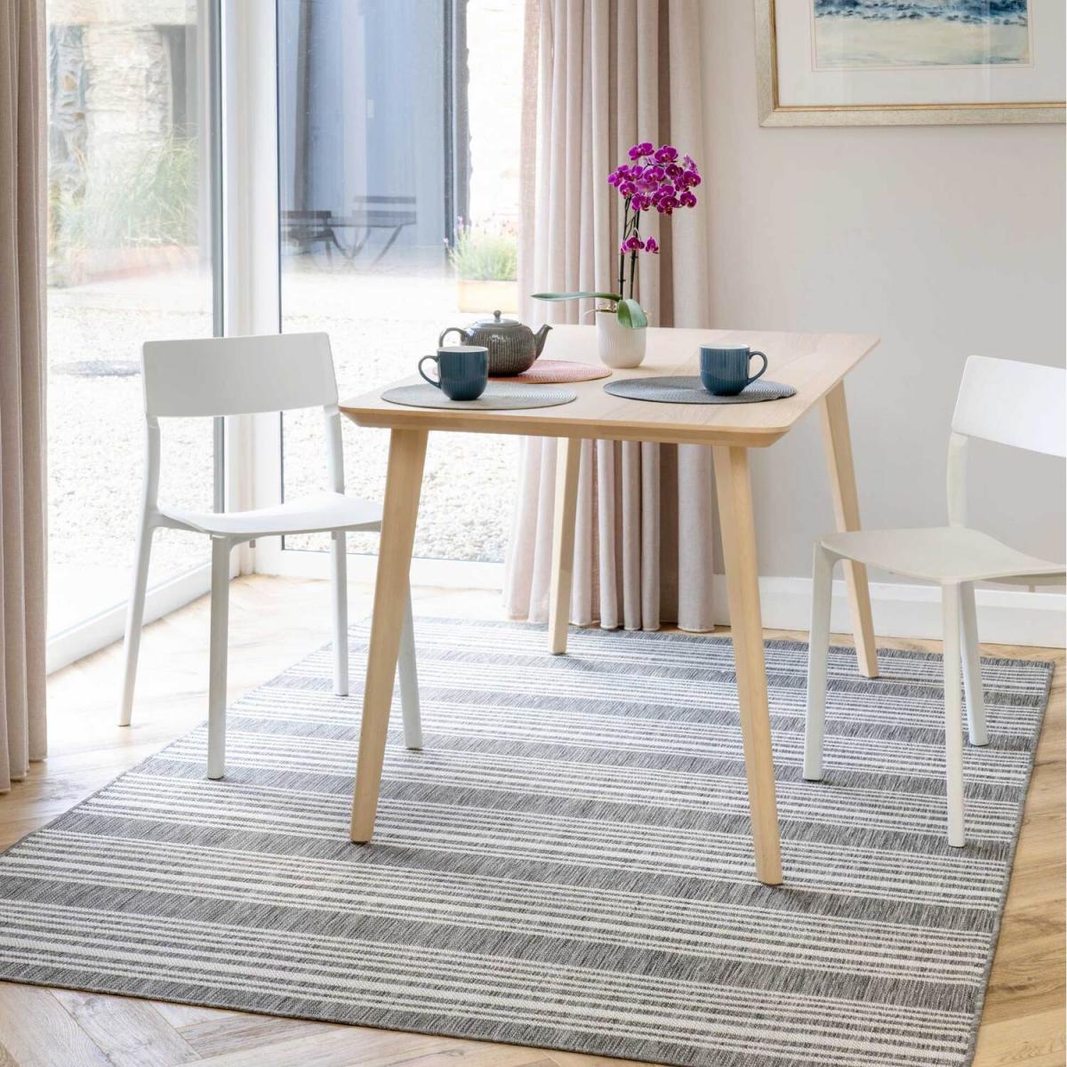 Grey Stripe Flatweave Indoor Outdoor Rug - Grey / 170 x 120cm – image 2