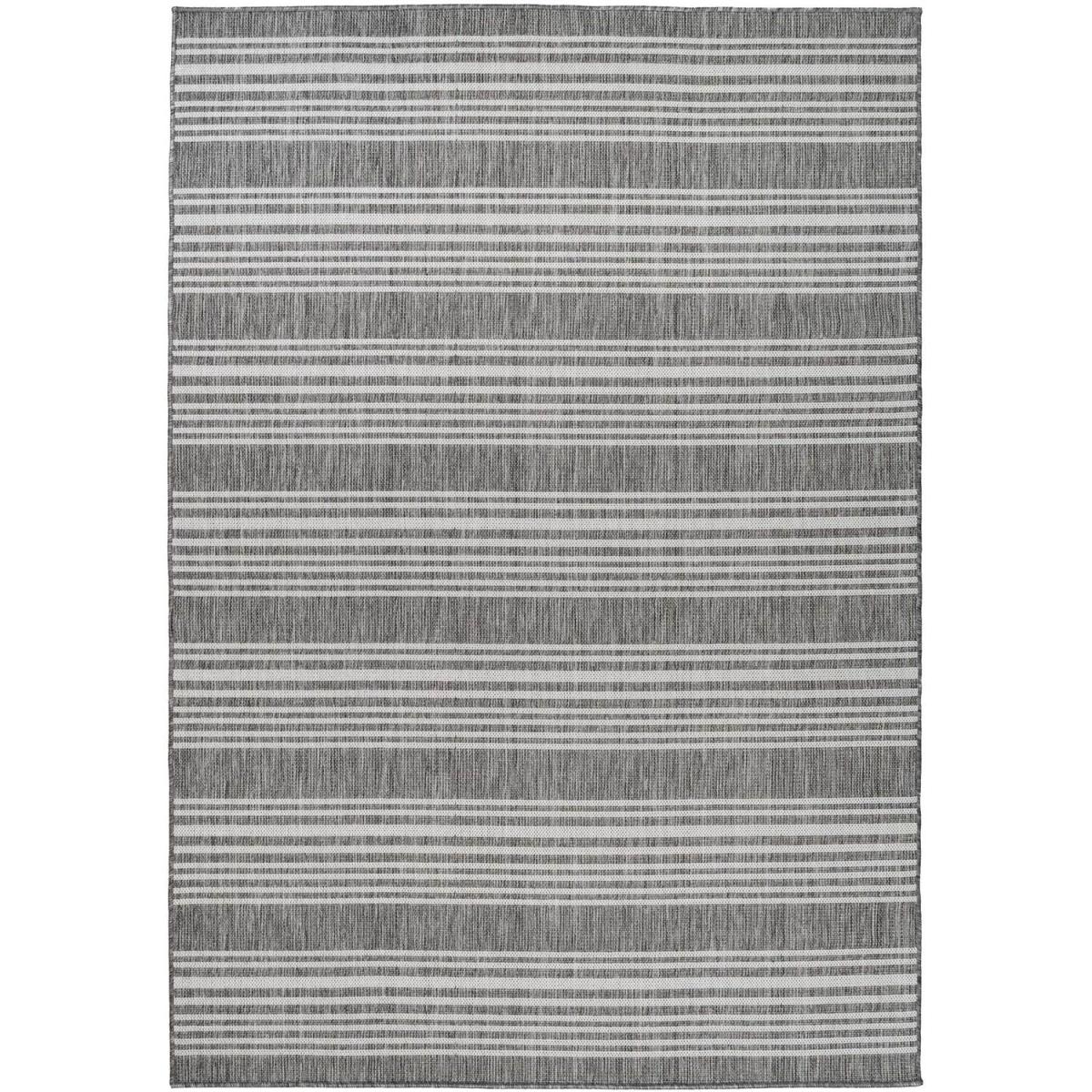 Grey Stripe Flatweave Indoor Outdoor Rug - Grey / 170 x 120cm – image 3