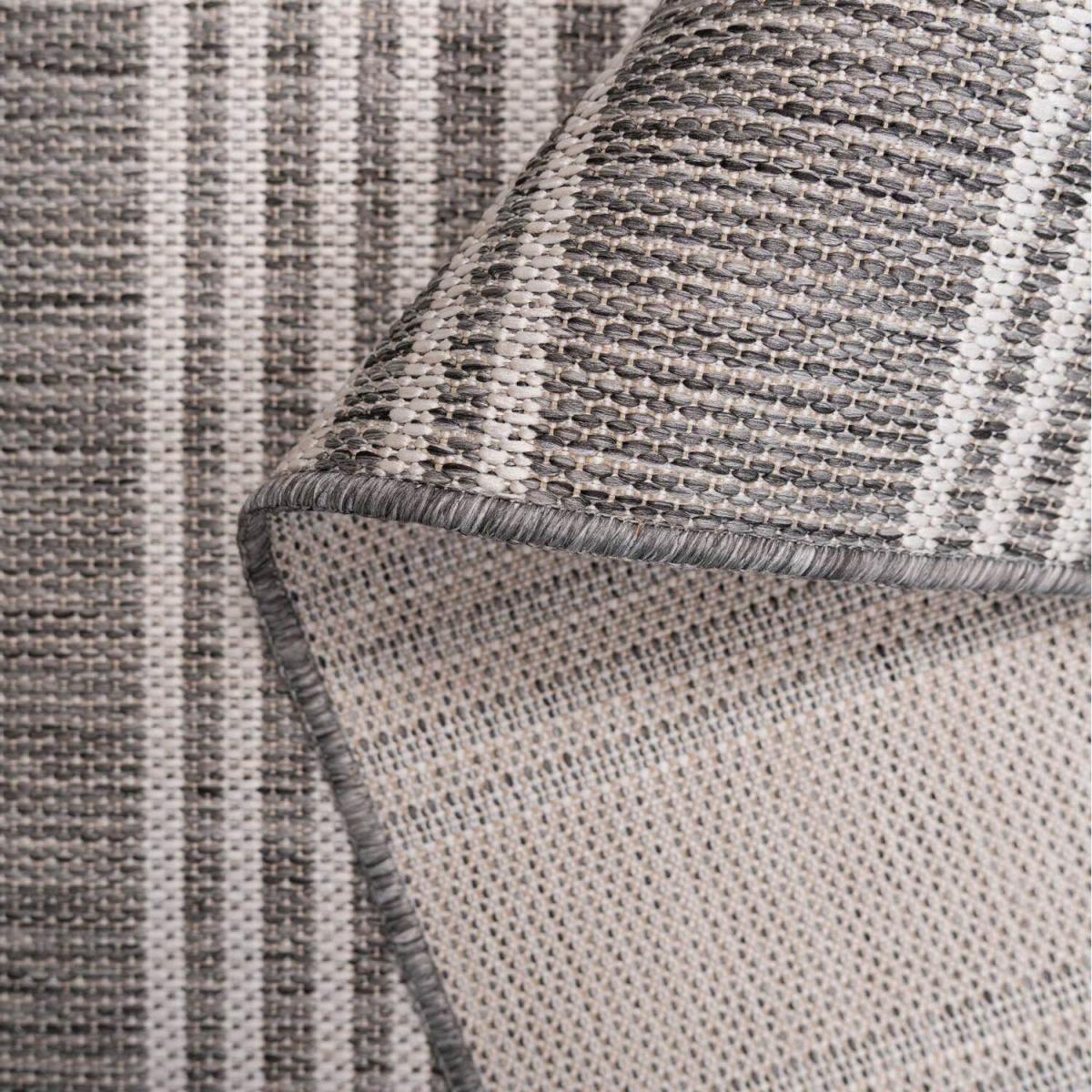 Grey Stripe Flatweave Indoor Outdoor Rug - Grey / 170 x 120cm – image 5